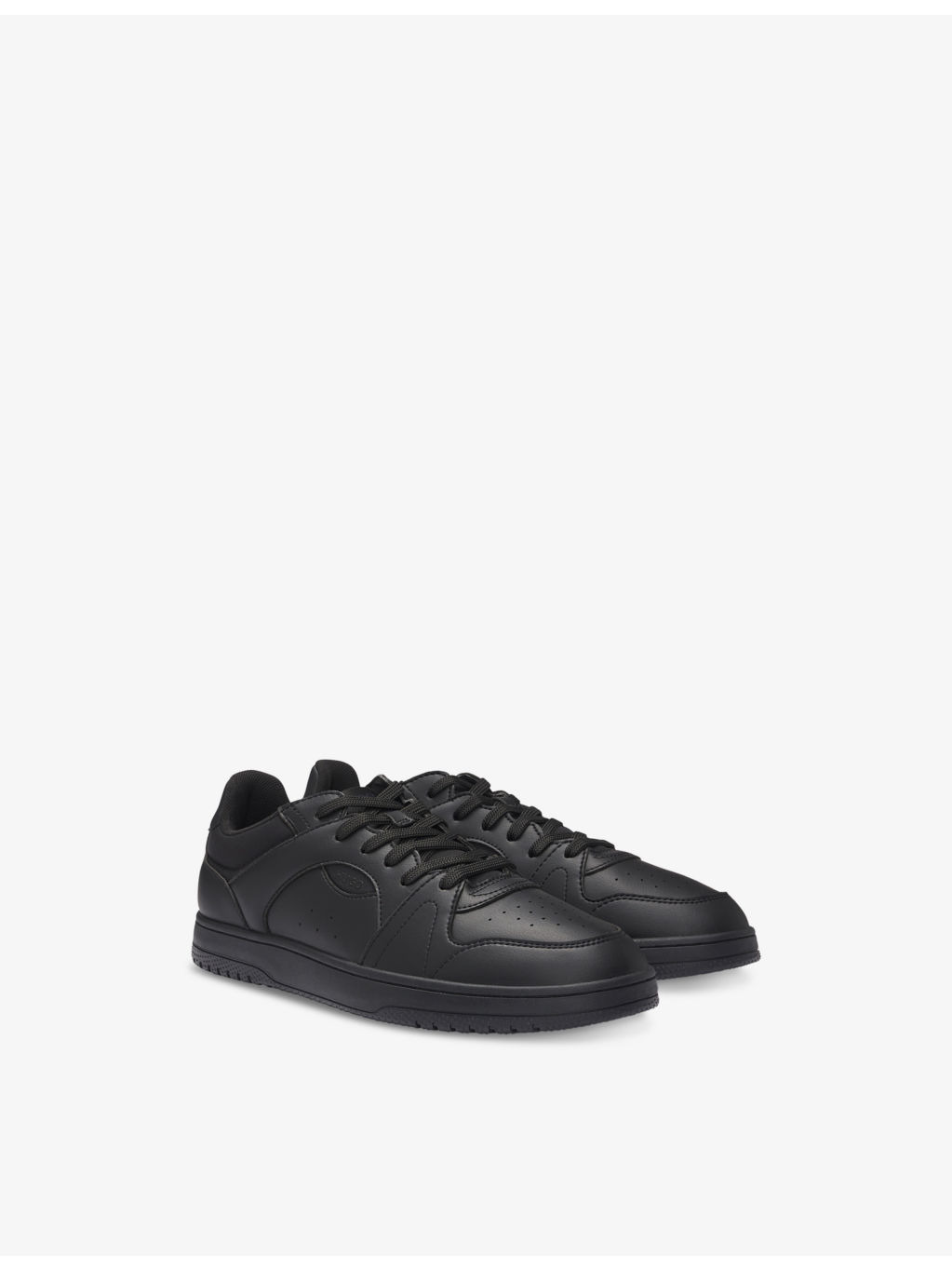 Brand-print faux-leather low-top trainers - 3