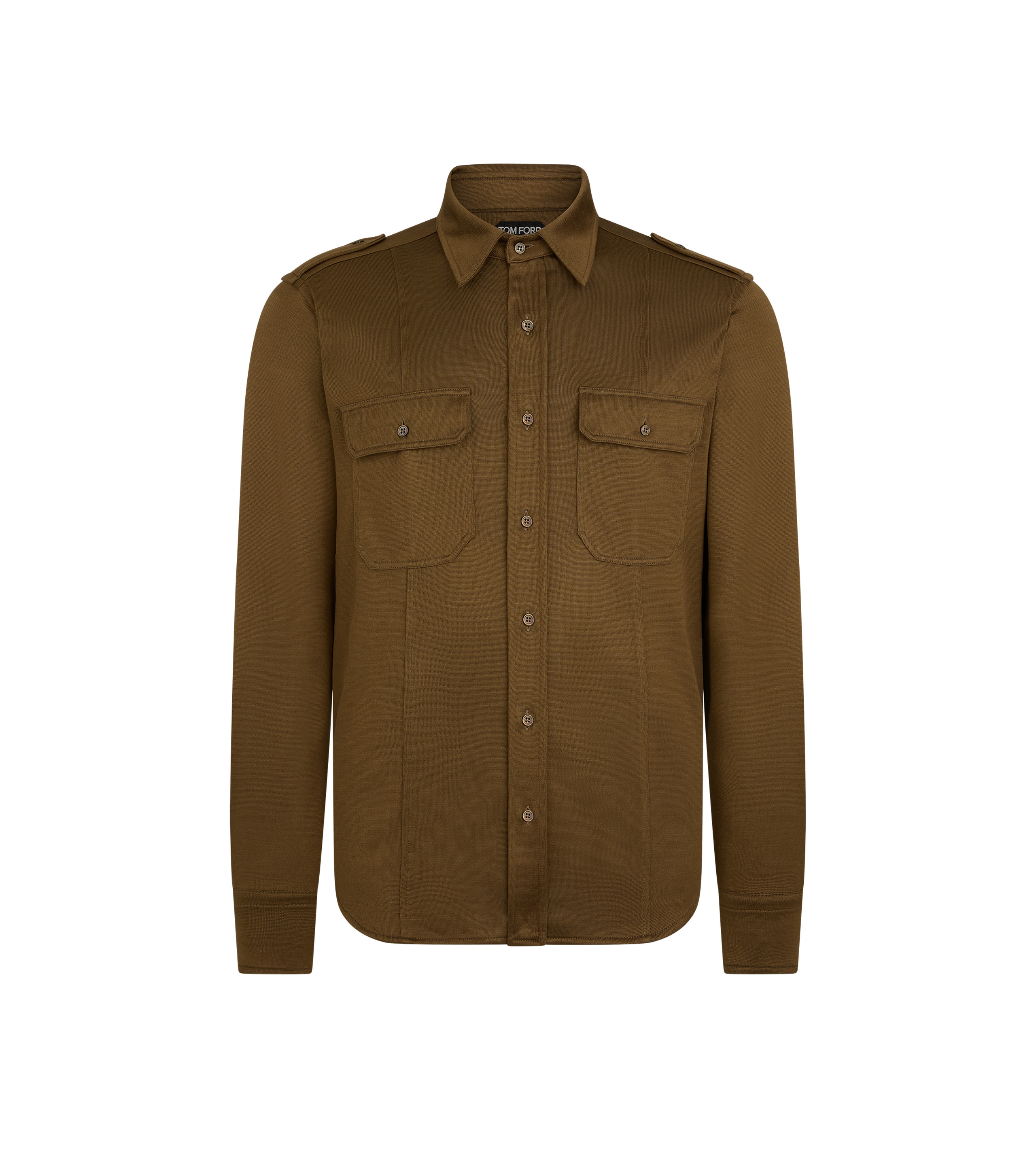 SILK VISCOSE BLEND MILITARY SHIRT - 1