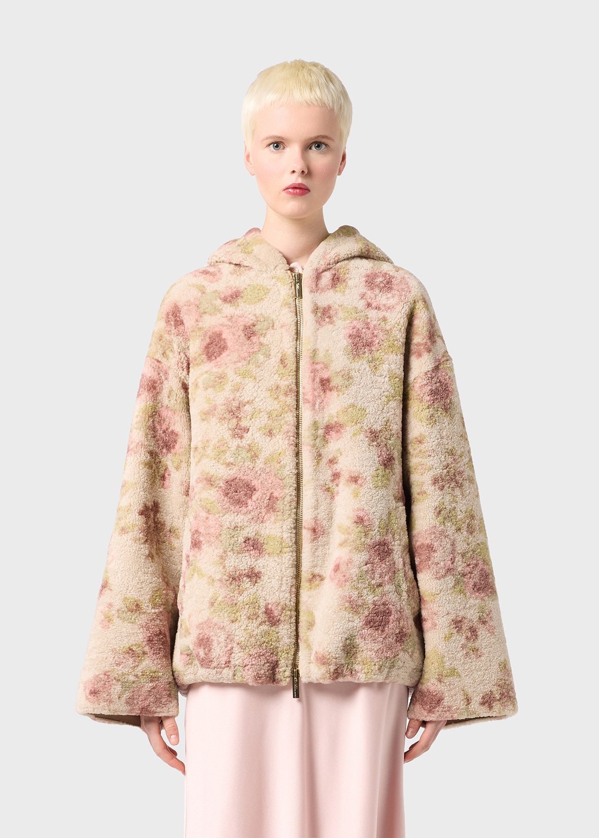 SHEARLING BOMBER JACKET WITH BOUQUET PRINT - 3