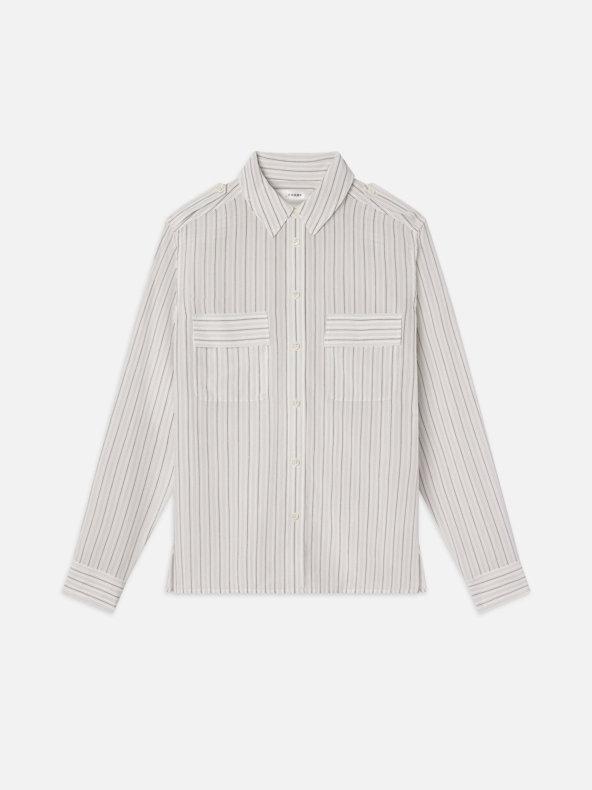 The Striped Pocket Shirt in Cream Multi - 1