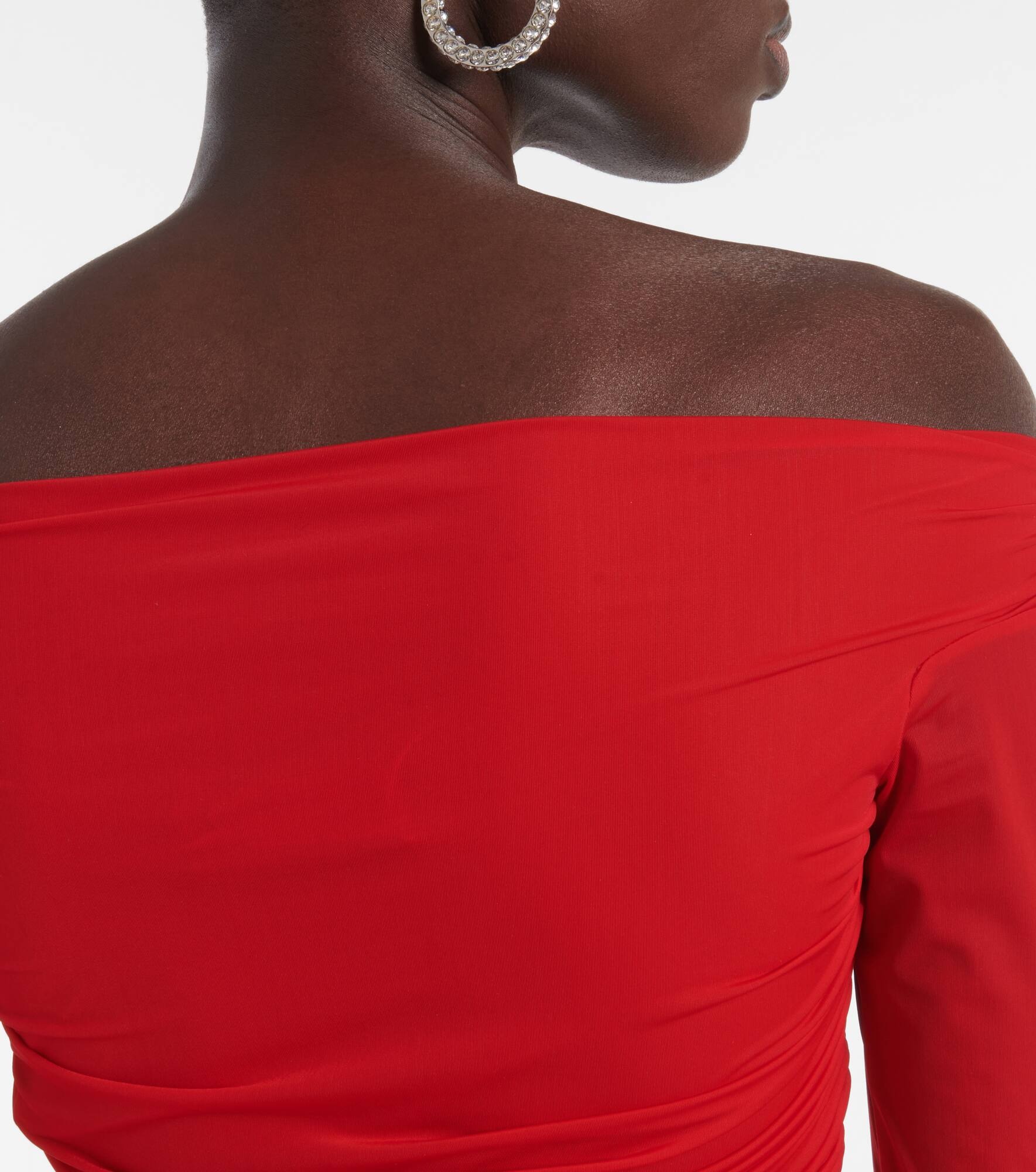 Off-shoulder asymmetric ruffled maxi dress - 7
