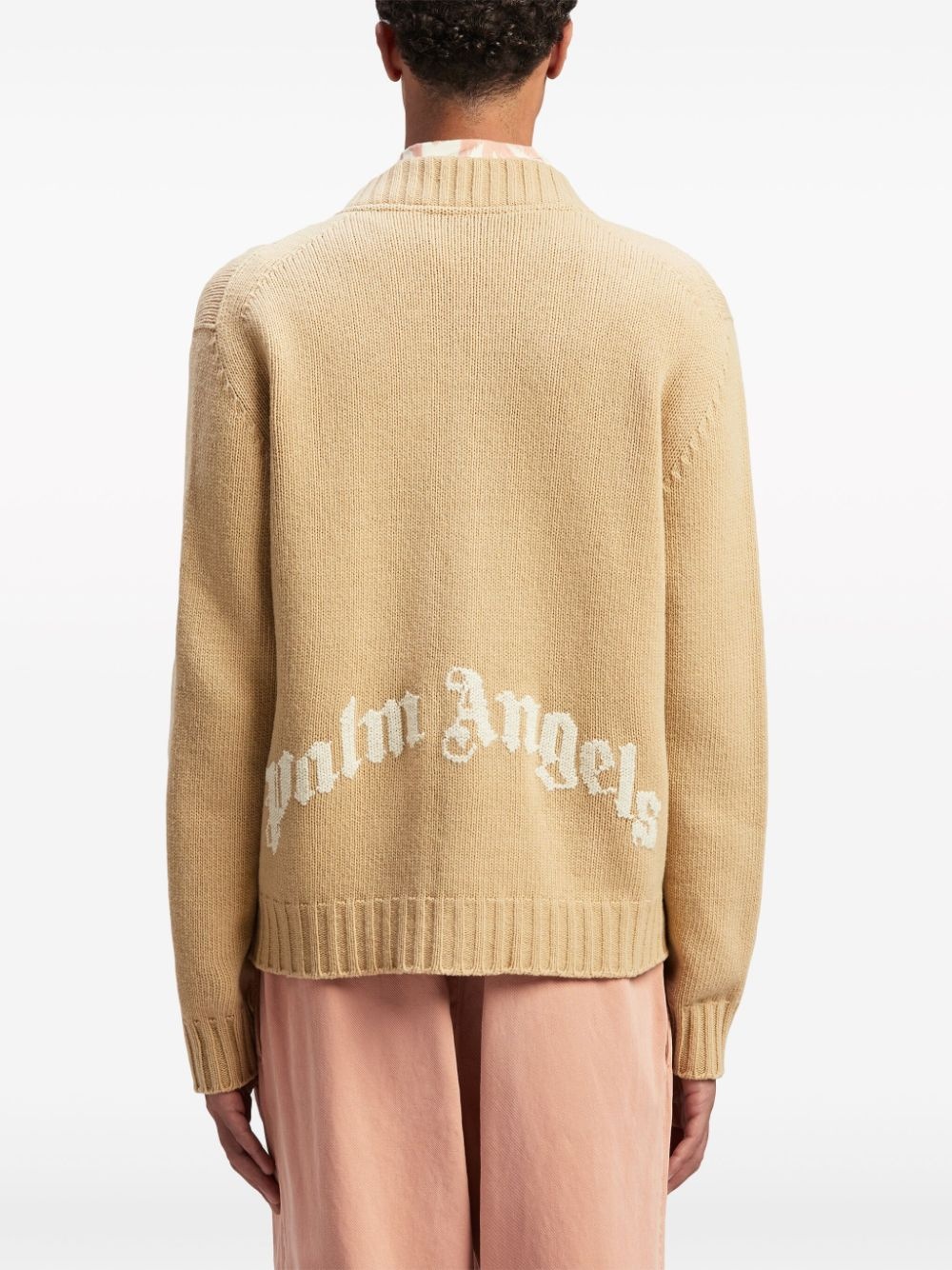 curved logo cardigan - 5