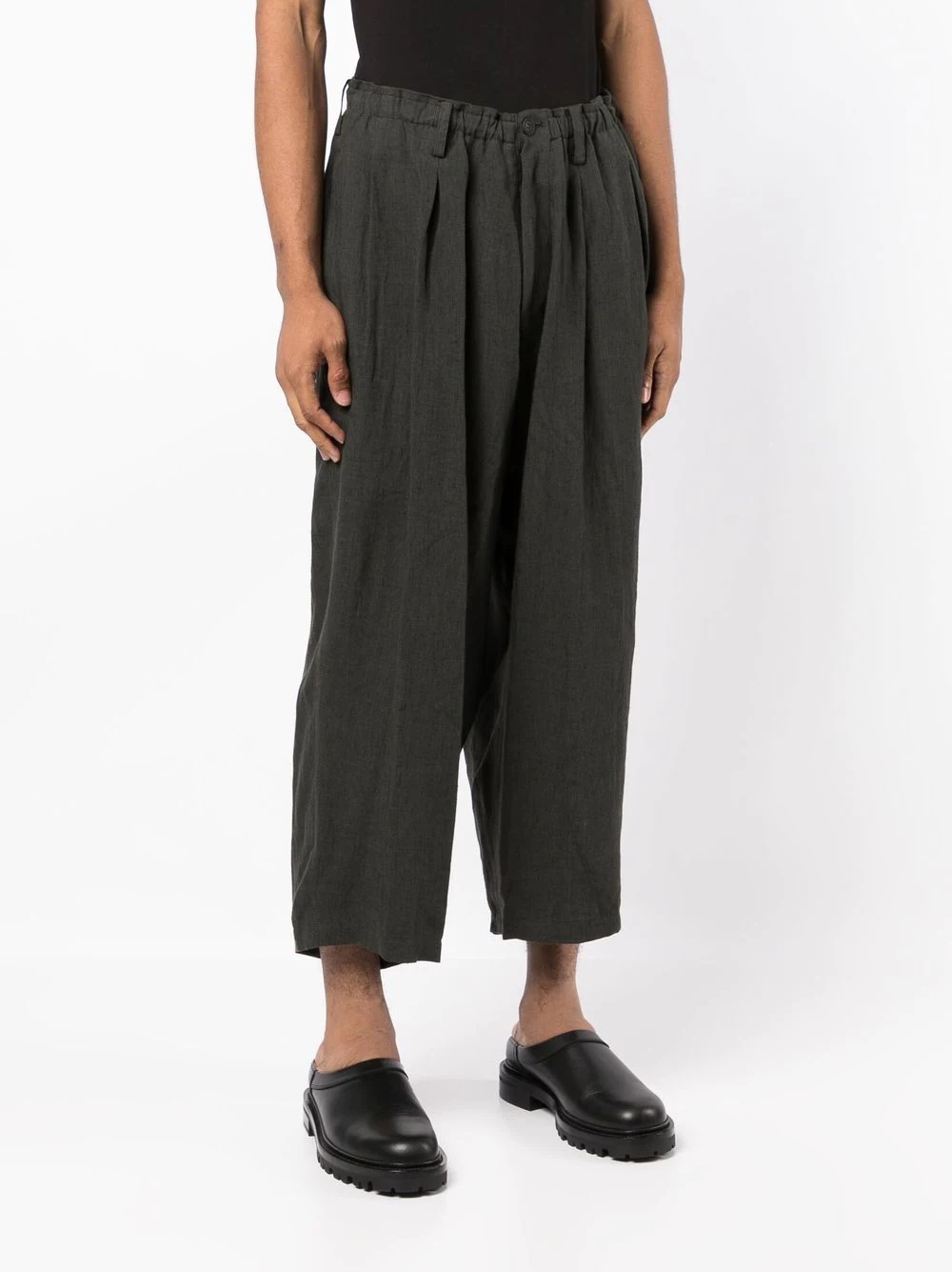 drop-crotch cropped trousers - 3