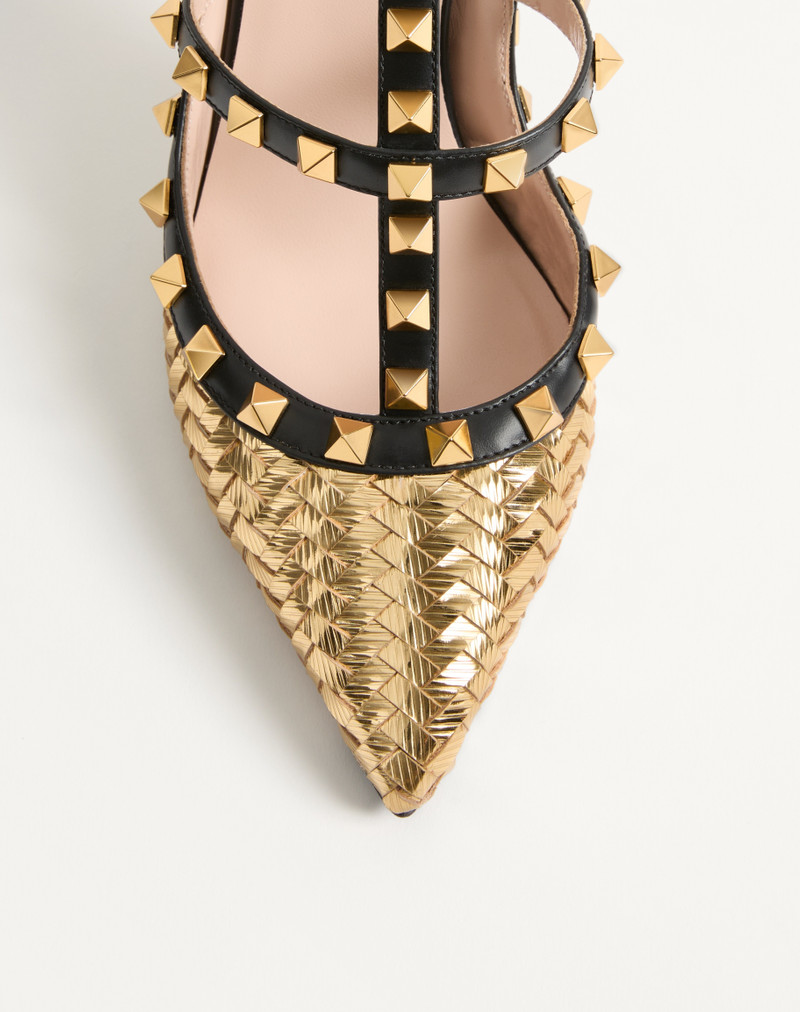 ROCKSTUD PUMPS IN WOVEN LAMINATED NAPPA 100MM 4