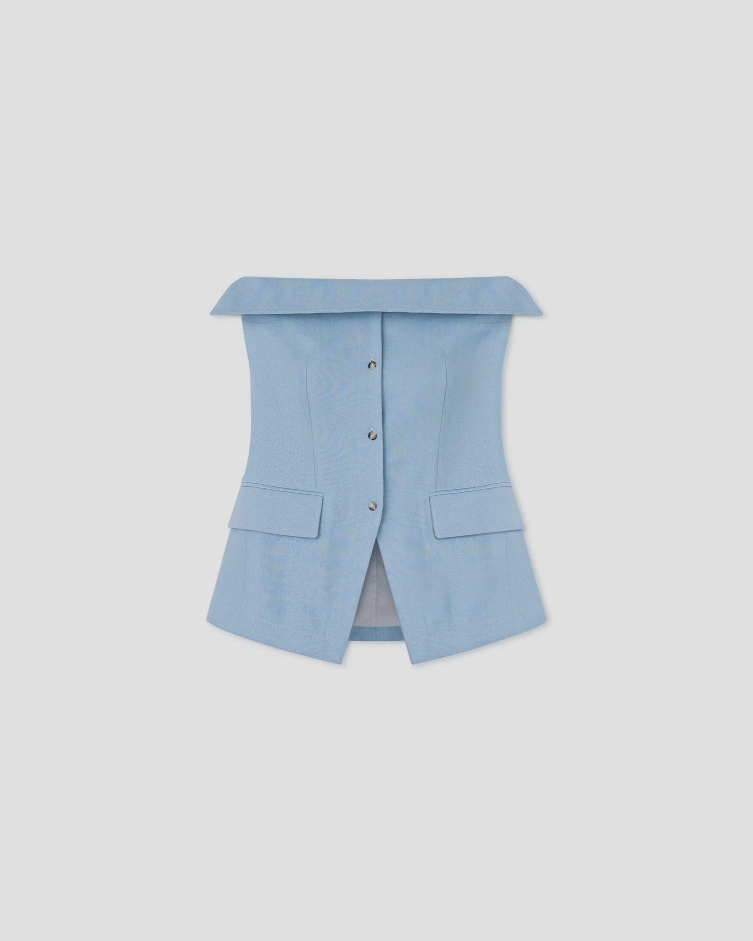 Linen Viscose Buttoned Tube Top - 1