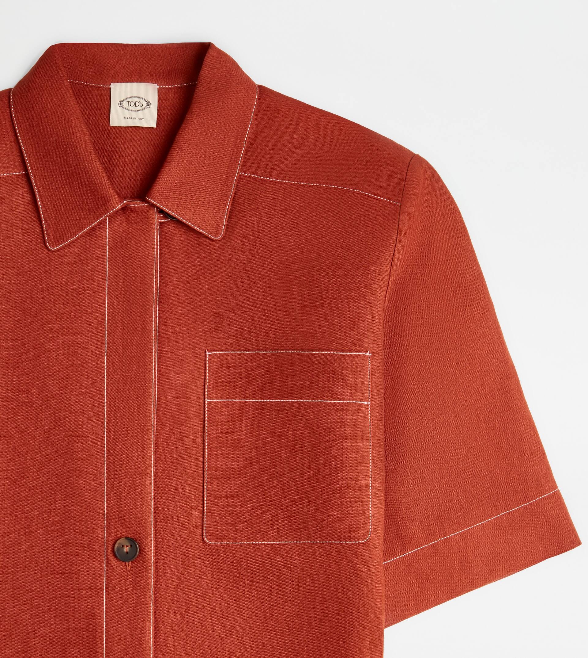 SHIRT IN LINEN - ORANGE - 9