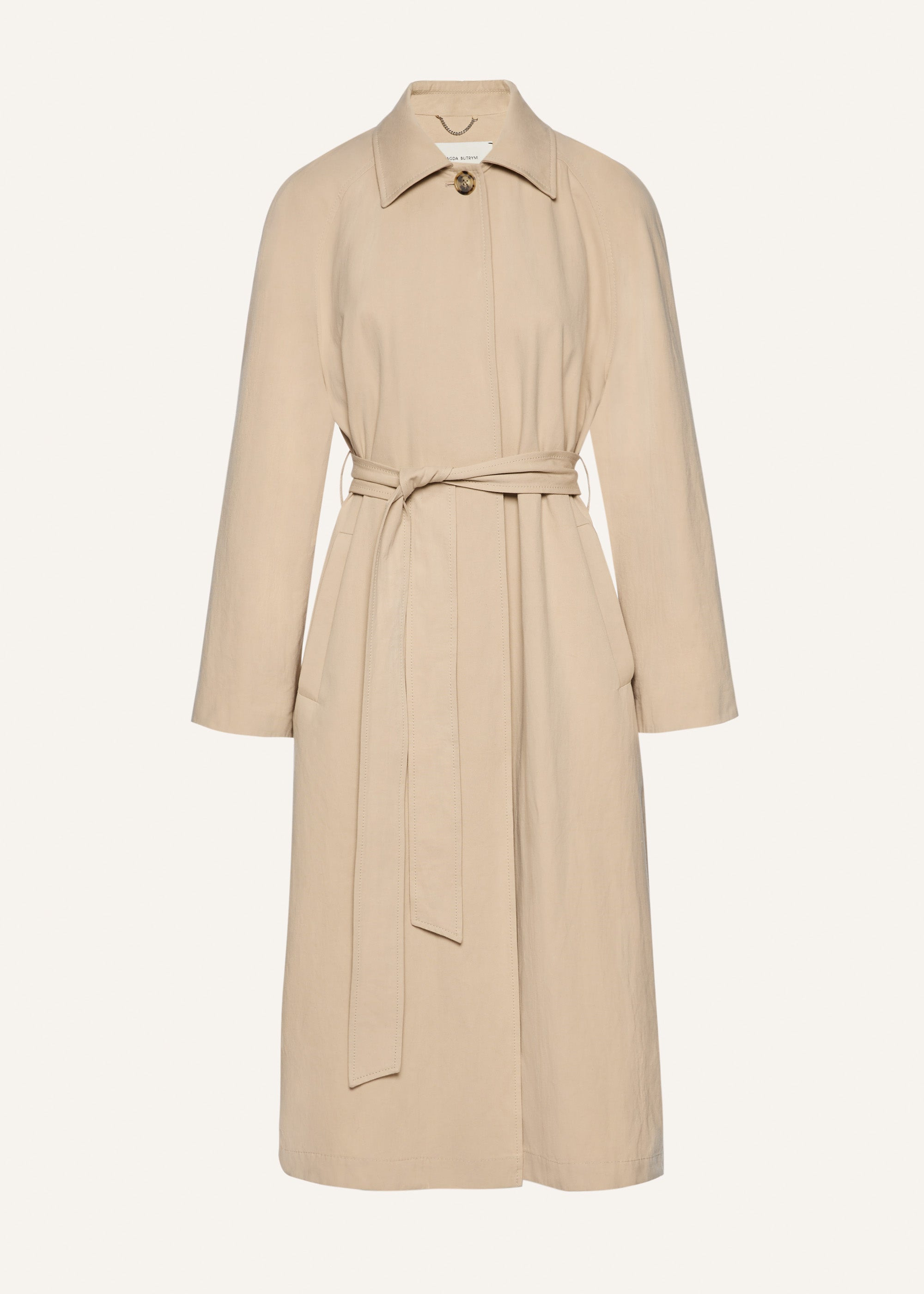 Wrap cotton trench coat in beige - 1