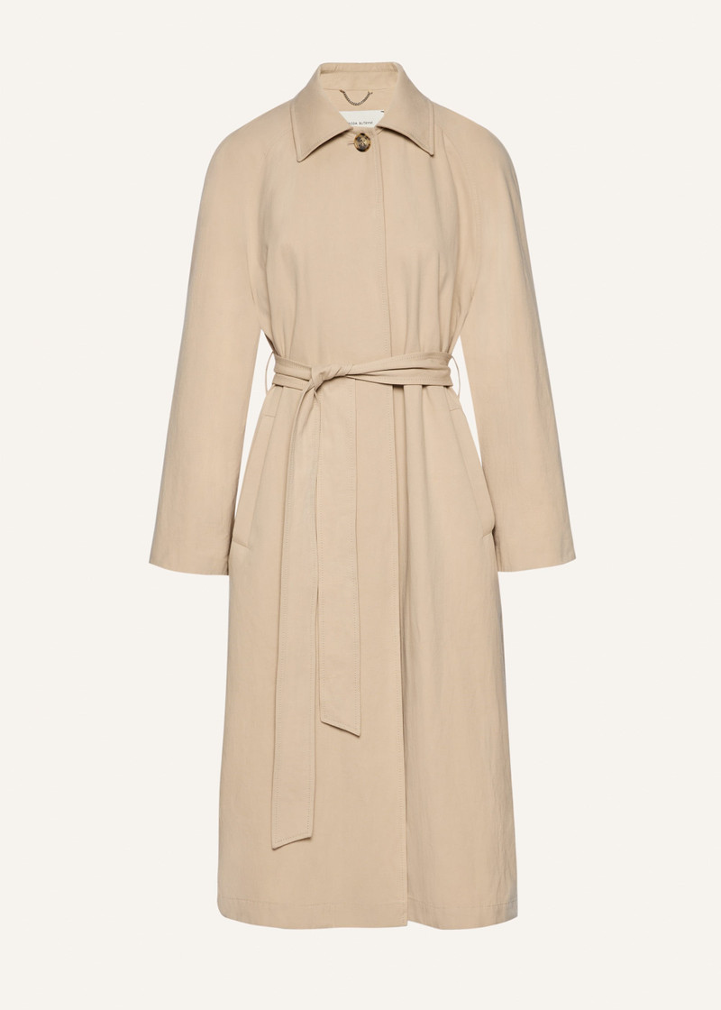 Wrap cotton trench coat in beige 1
