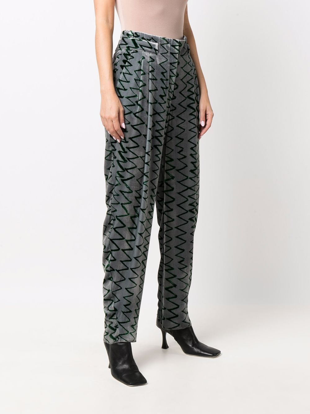 zigzag-embroidered trousers - 3