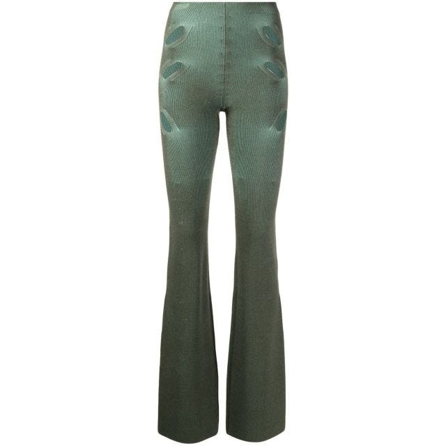 Green lock split pants - 1