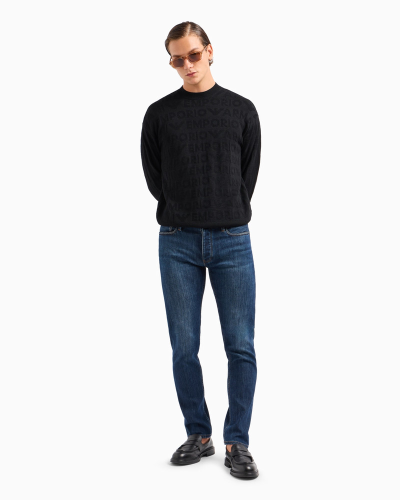 EMPORIO ARMANI J75 Slim-fit, stone-washed denim jeans with fleece lining outlook