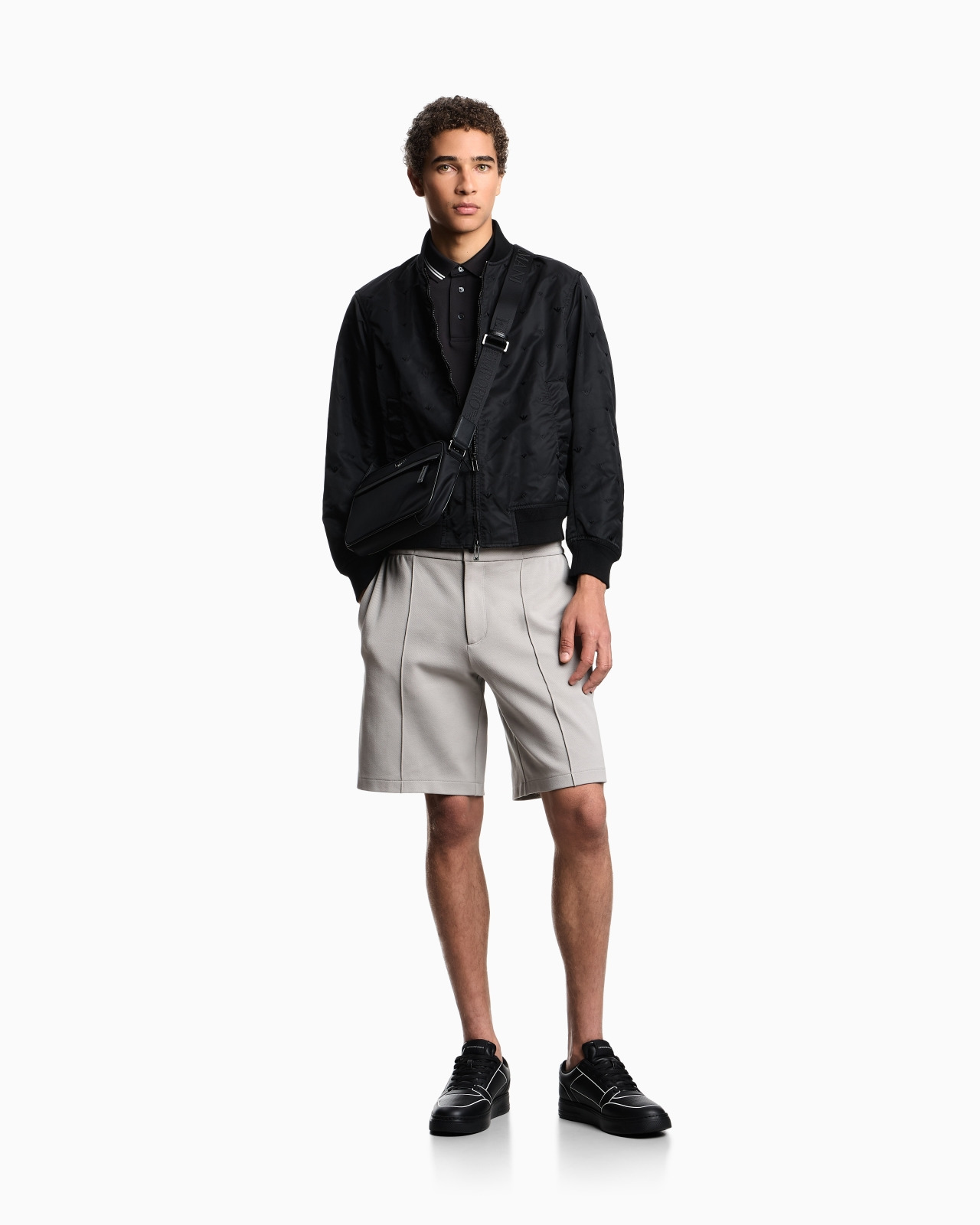 NYLON BLOUSON WITH ALL-OVER MICRO EAGLE EMBROIDERY - 2