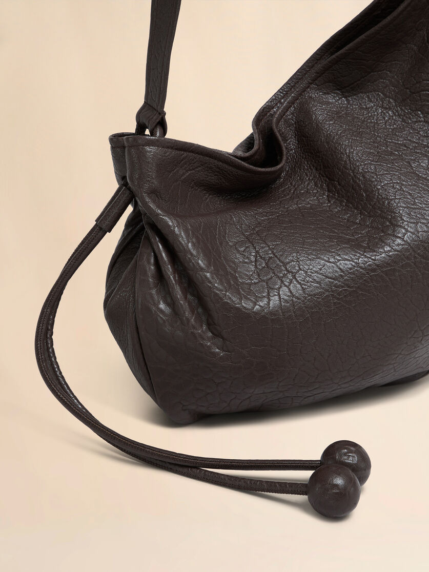 SMALL BROWN NAPPA HOBO BAG - 4