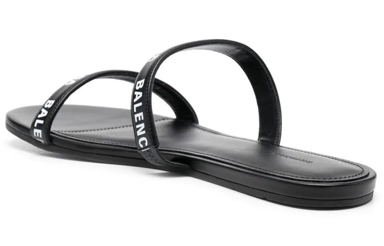 (WMNS) Balenciaga Logo Sandals 'Calf Black' 694999WCAE11090 - 3