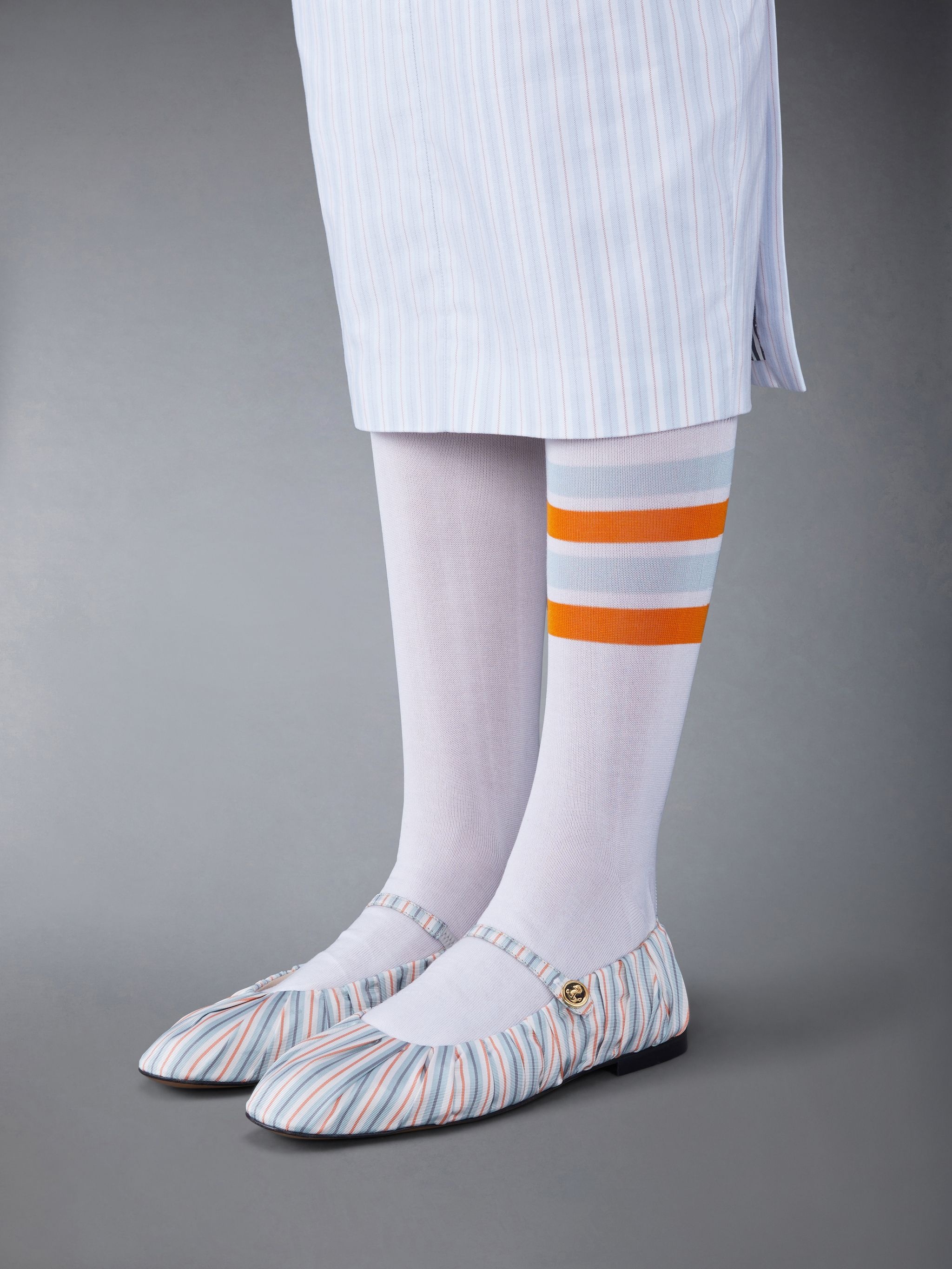 Stripe Silk Cotton Thom John Ruched Ballerina - 4
