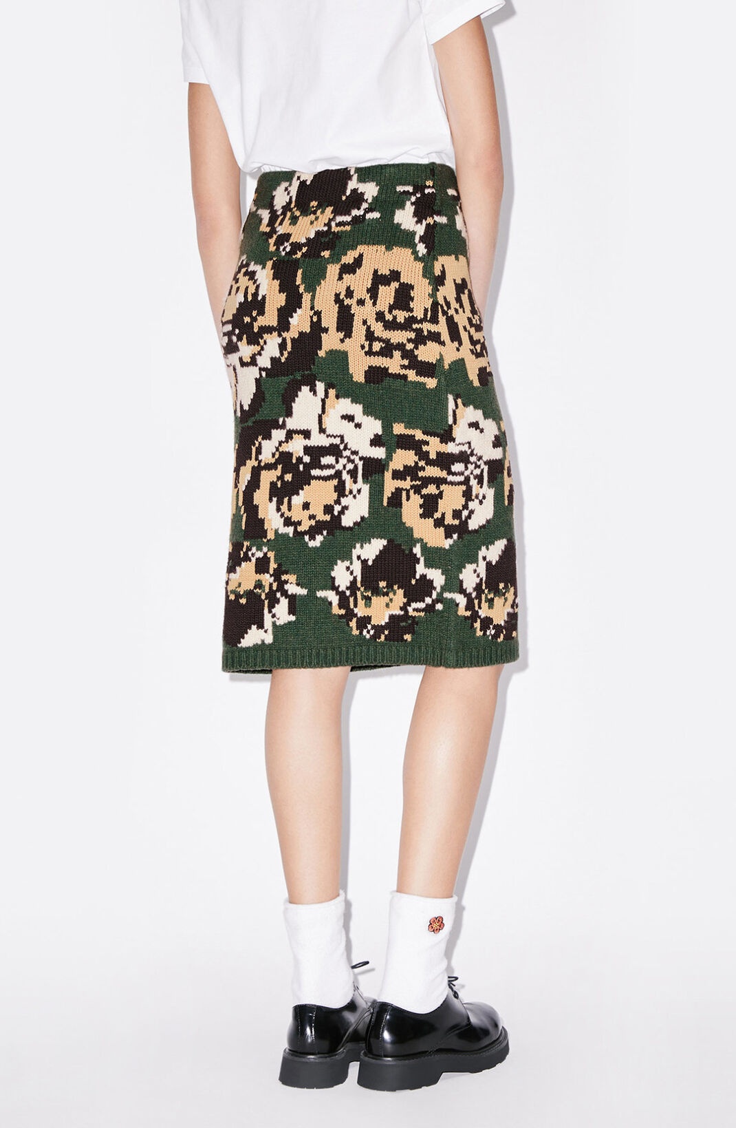 Pixel Flowers' wool midi skirt - 4