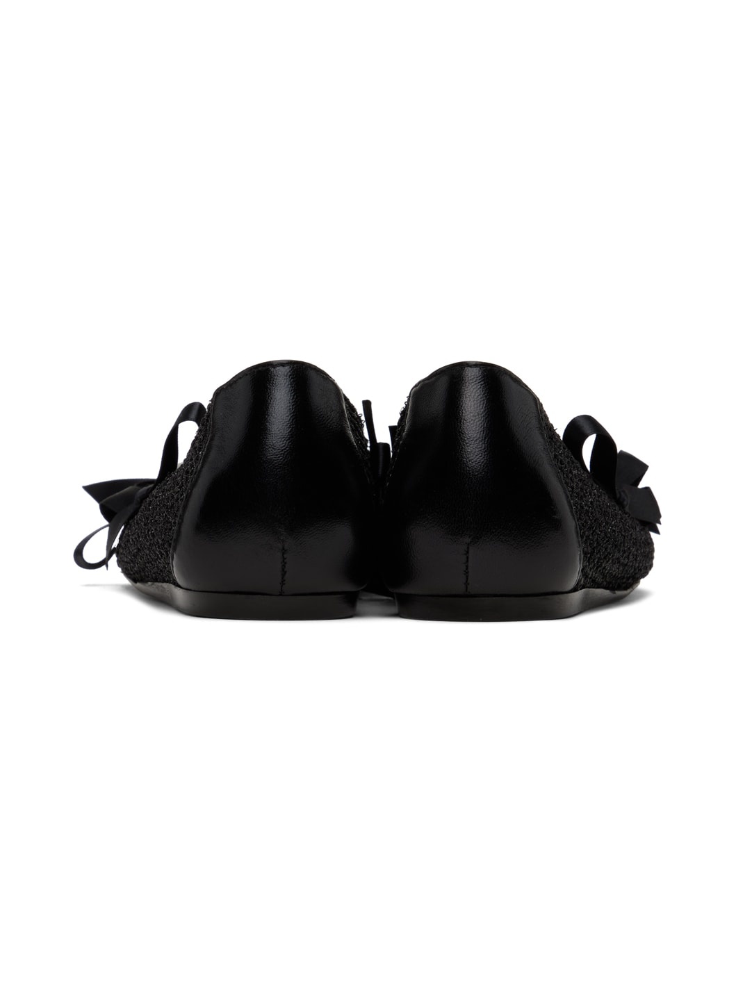 Black Bell Charm Crochet Ballerina Flats - 2