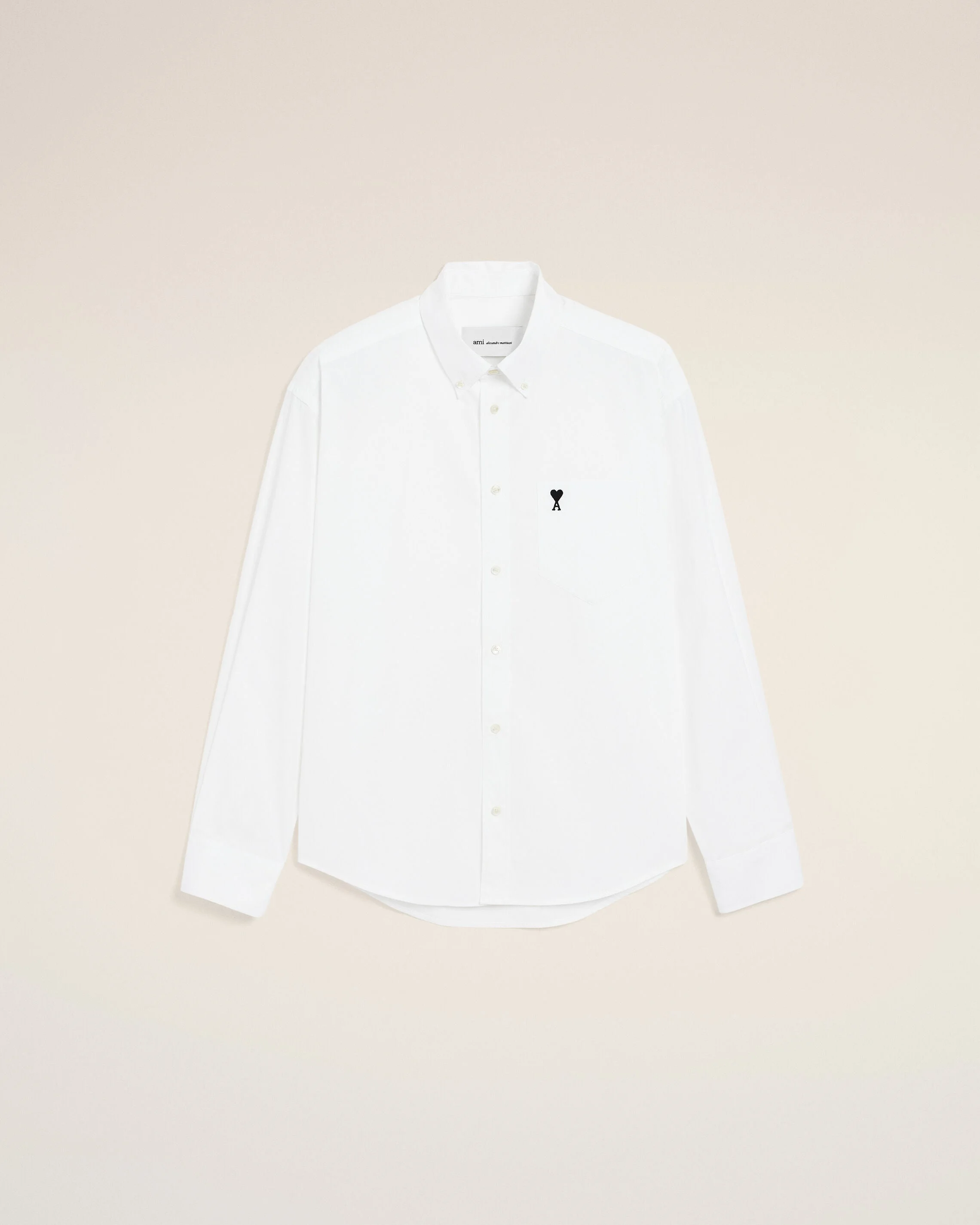 WHITE BOXY COTTON SHIRT WITH AMI DE COEUR - 1