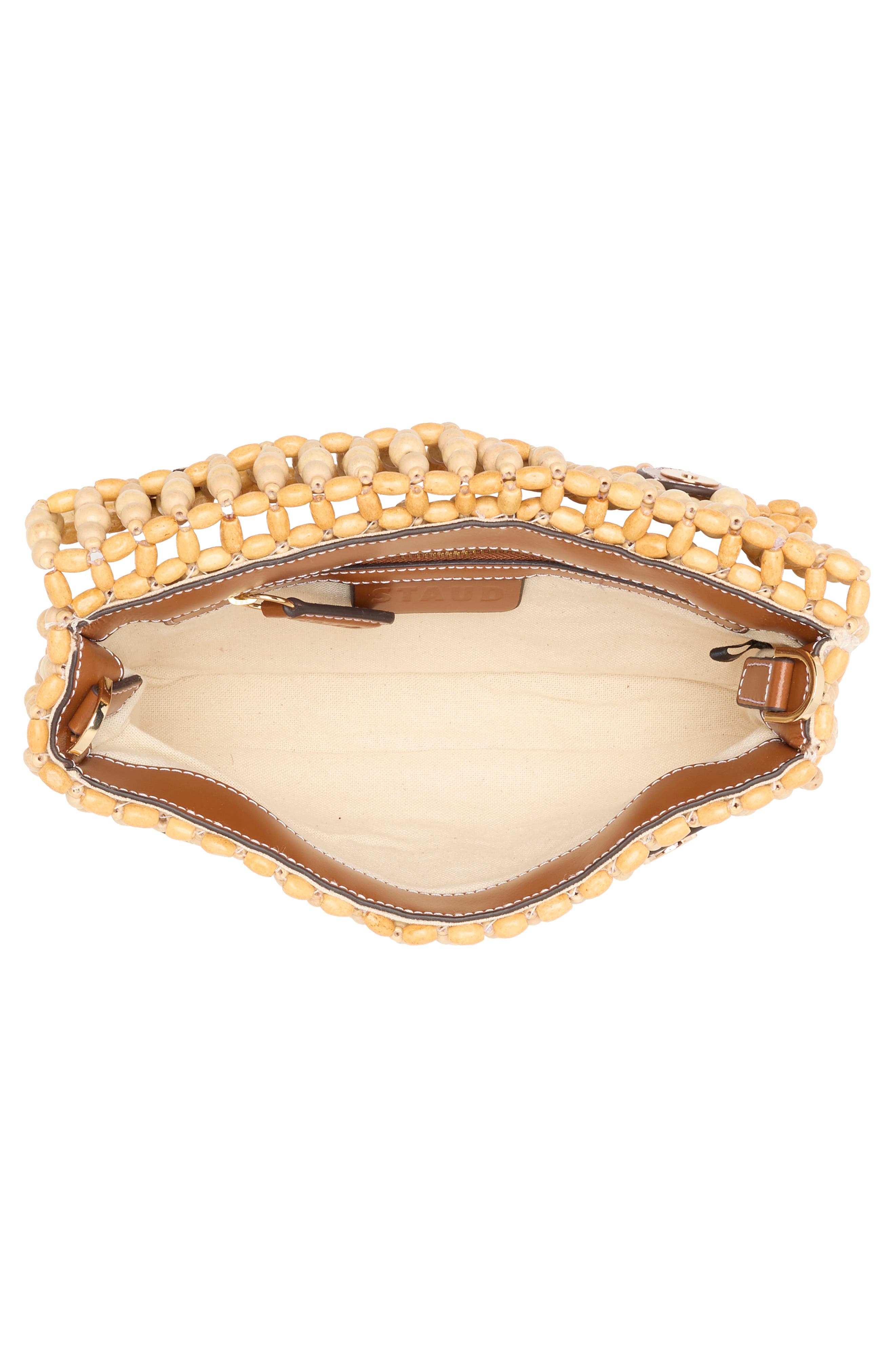 STAUD Timmy Beaded Shoulder Bag in Natural Wood Beads at Nordstrom - 5