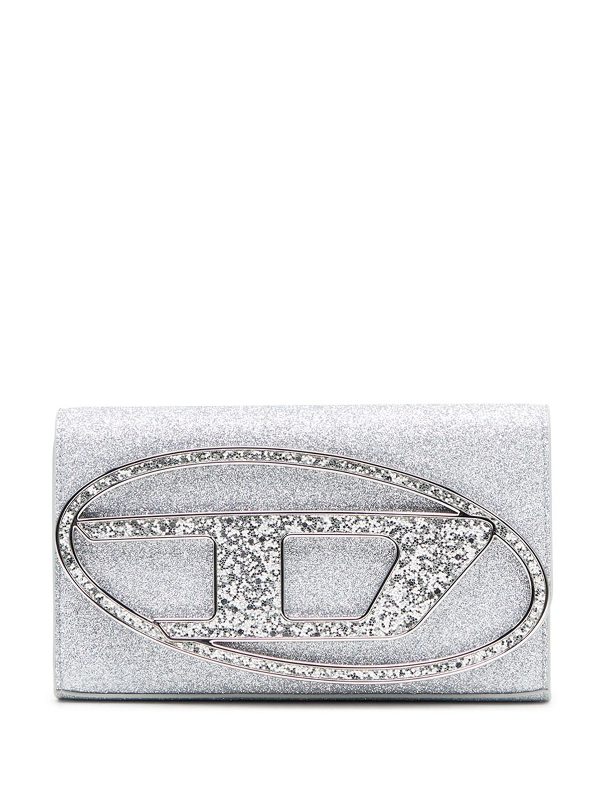 Silver-tone 1DR glitter wallet-on-chain - 1