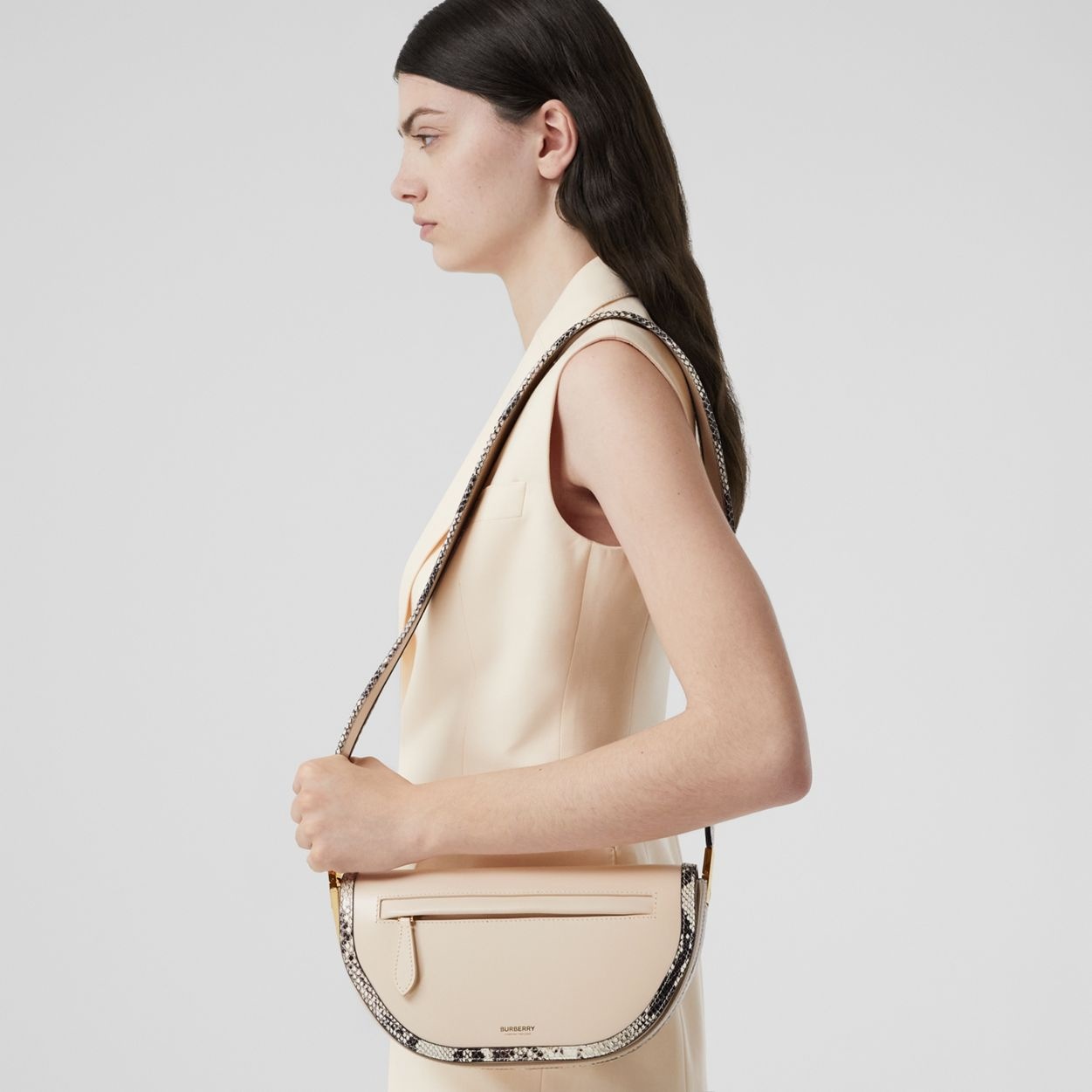 Small Leather and Python Print Olympia Bag - 3