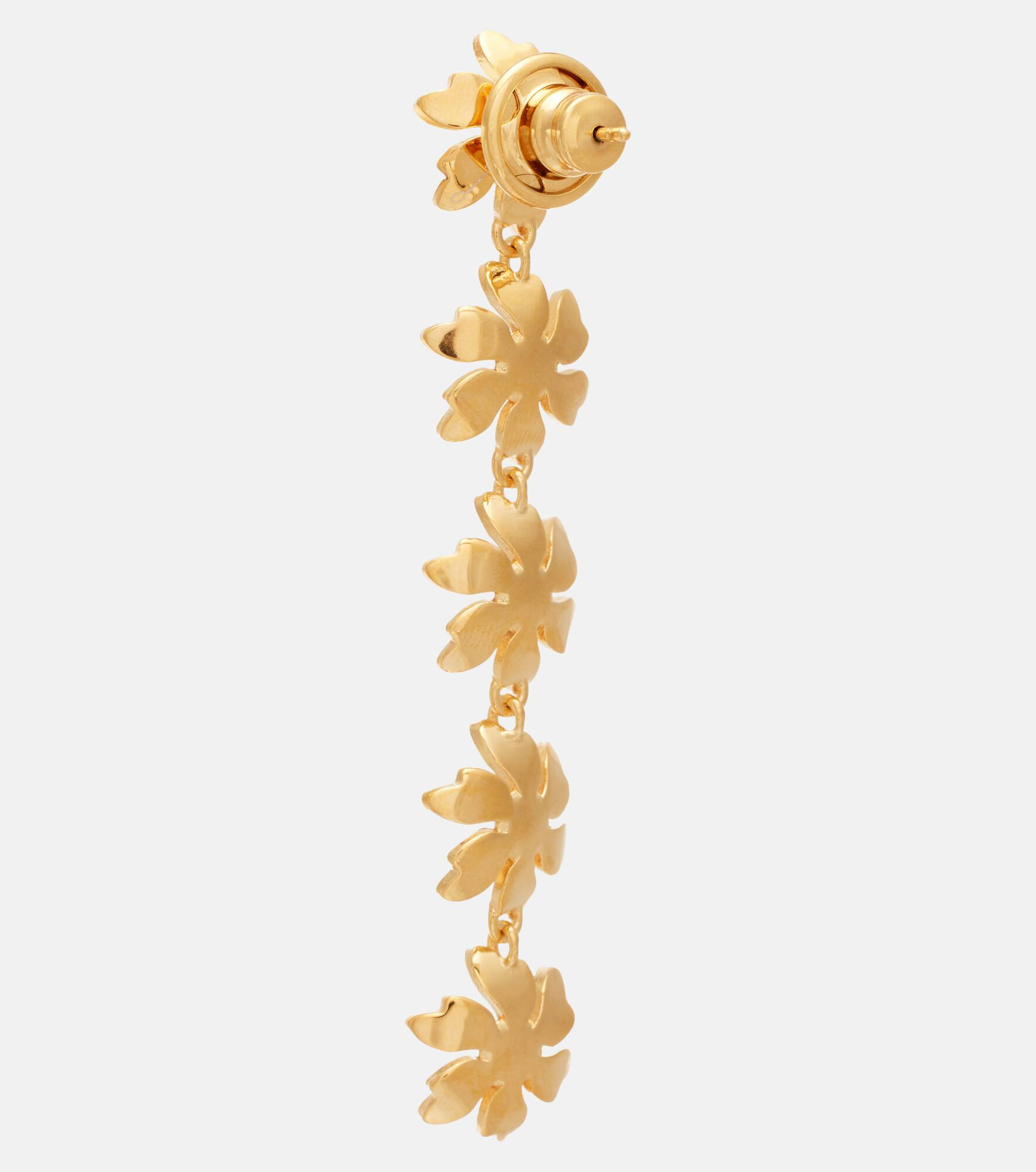 Floral enamel drop earrings - 5