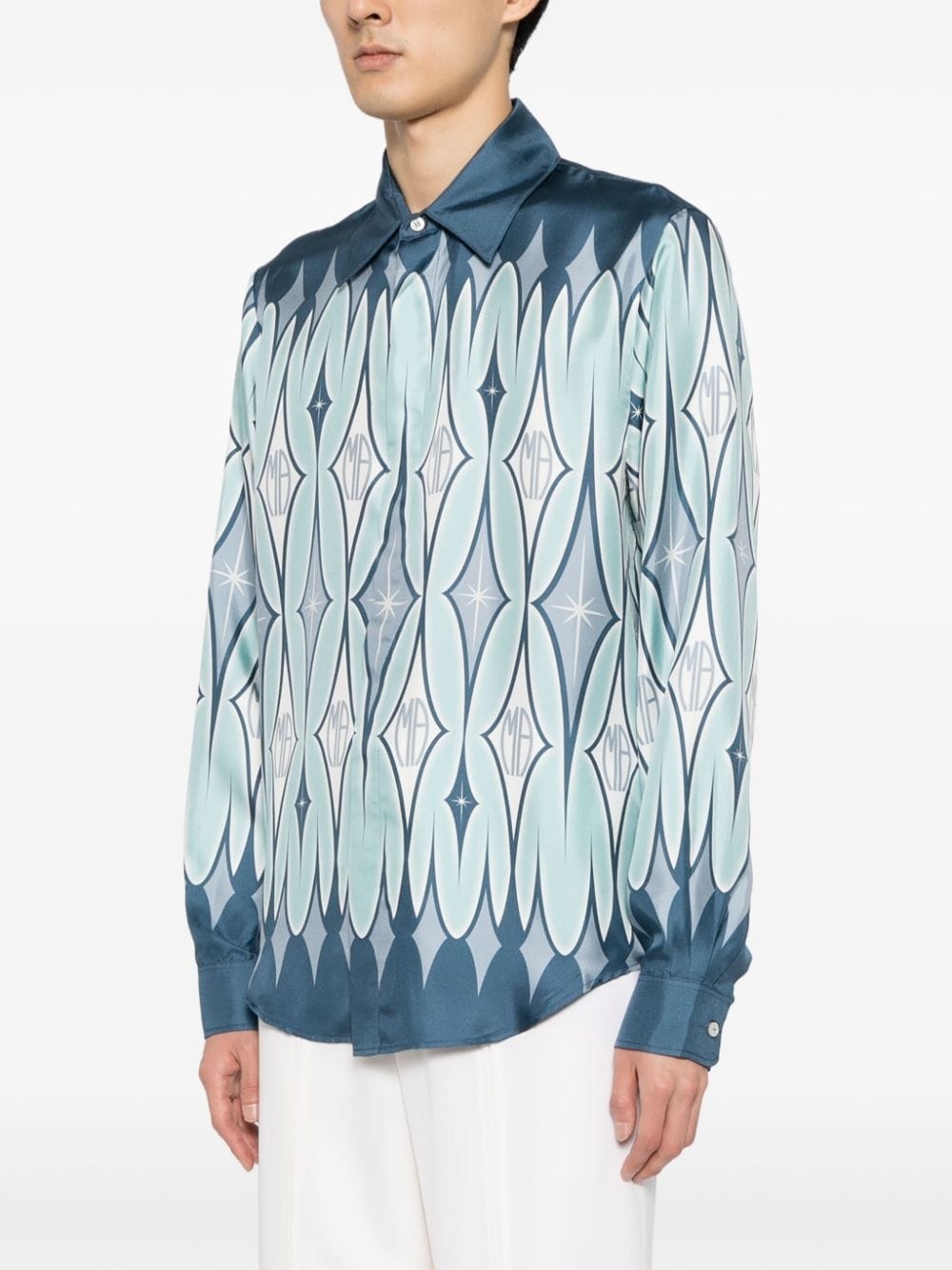 argyle-print silk shirt - 3