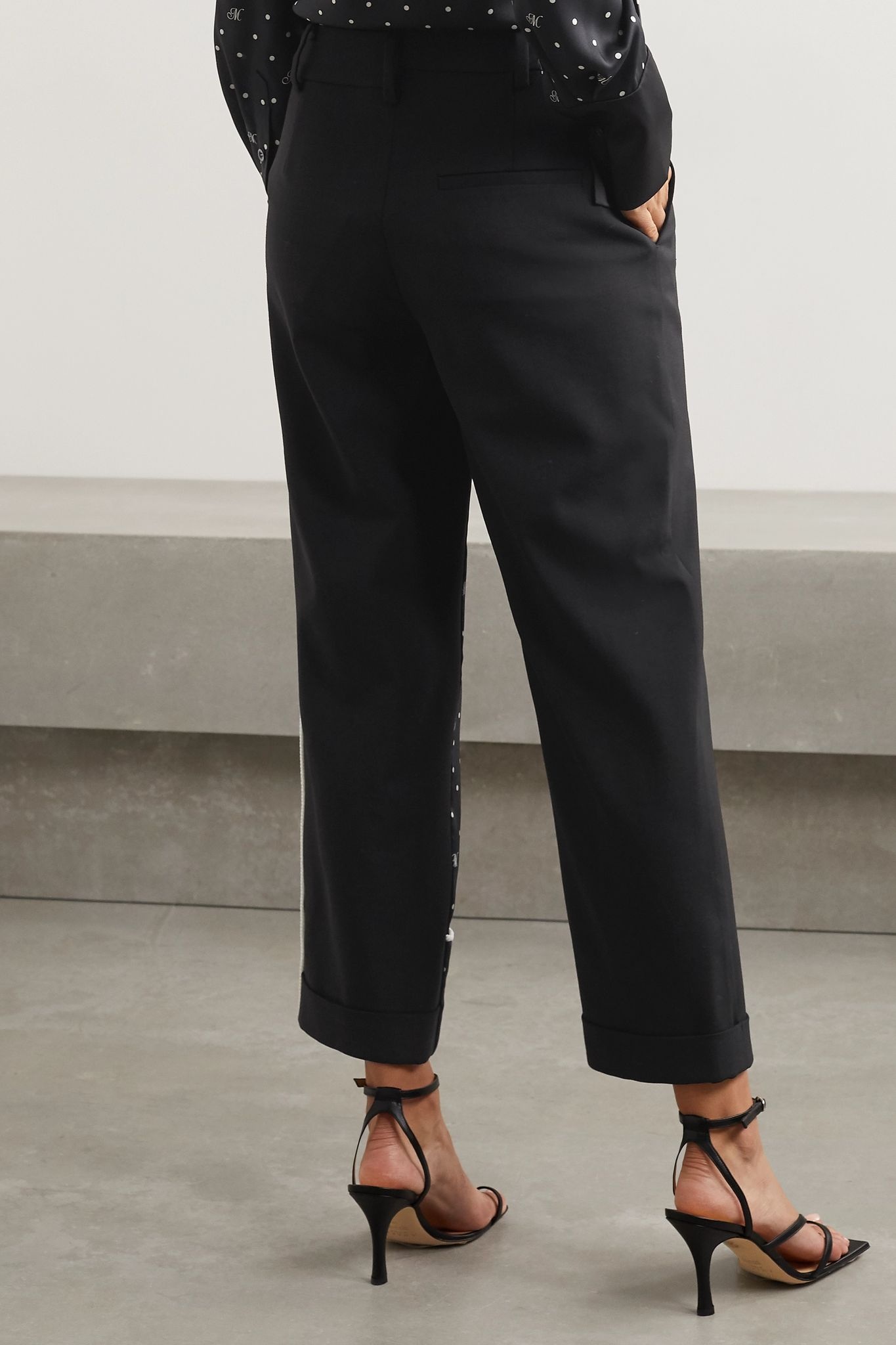 Paneled polka-dot satin-twill and stretch-wool pants - 3