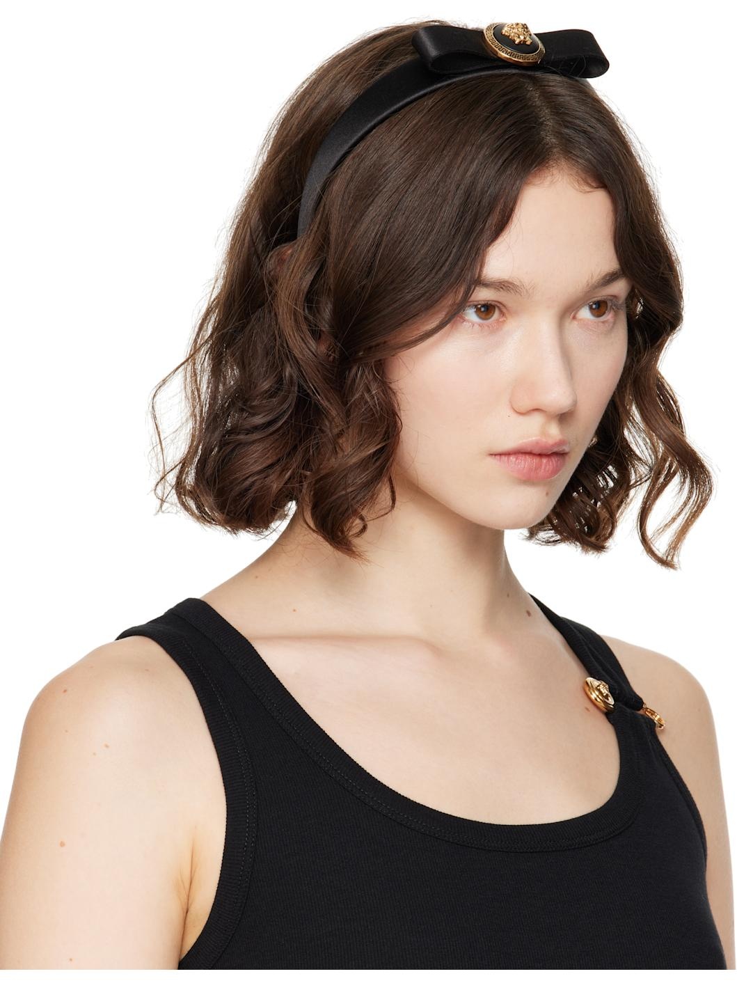 Black Gianni Ribbon Headband - 2