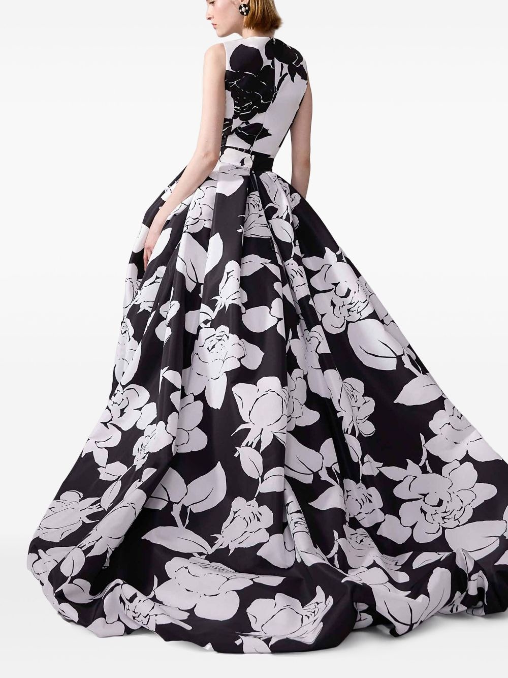 floral-print asymmetric gown - 4