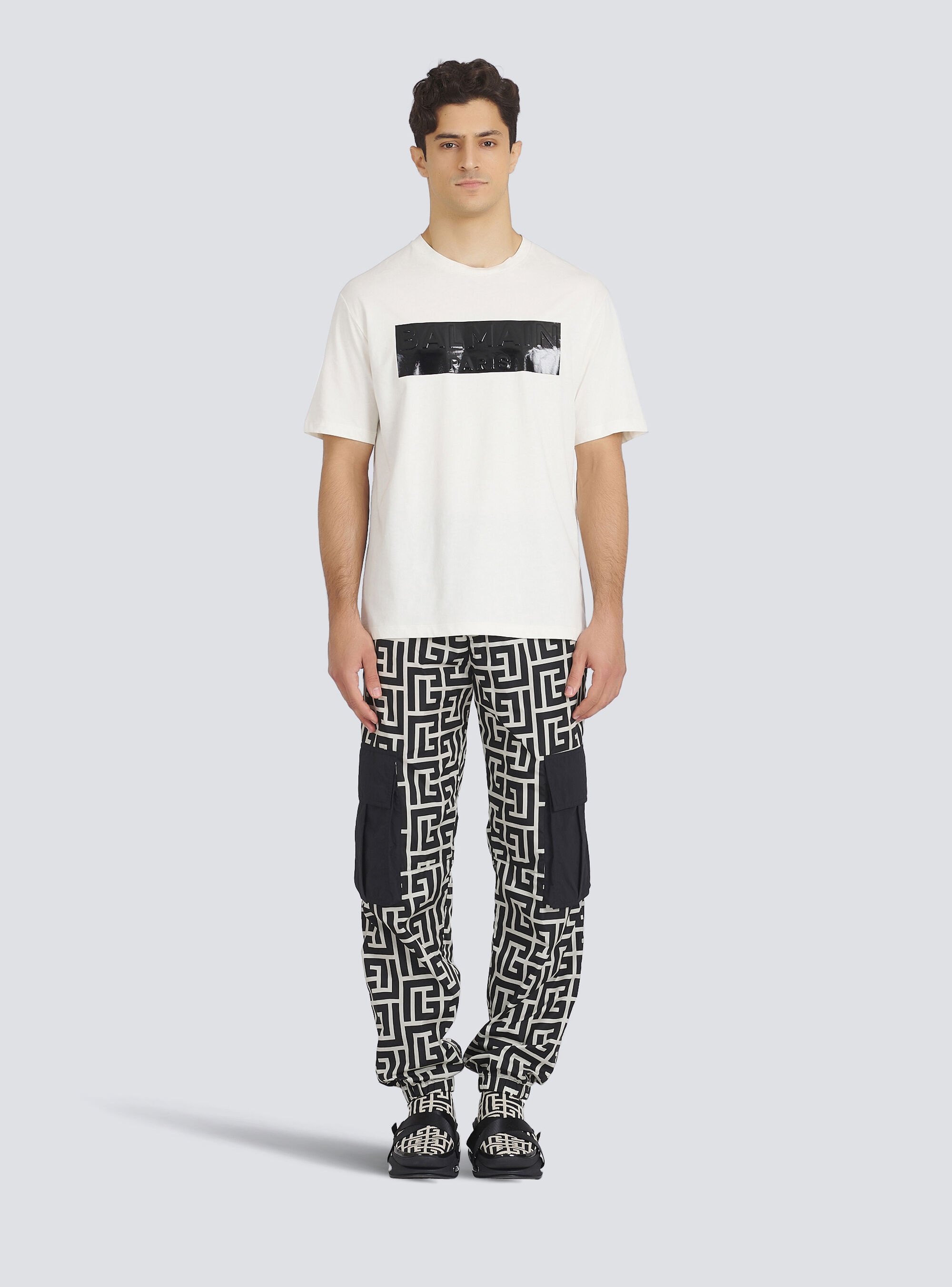 Cotton T-shirt with Balmain logo print - 3