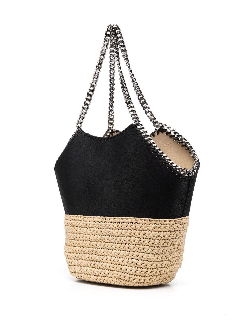 Falabella panelled straw shoulder bag - 4