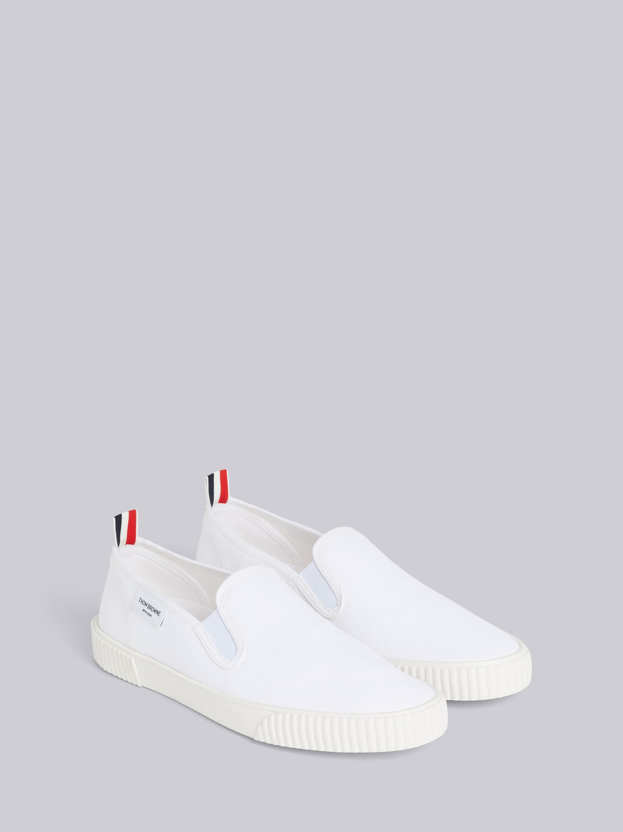 White Cotton Canvas Slip-On Heritage Trainer - 3