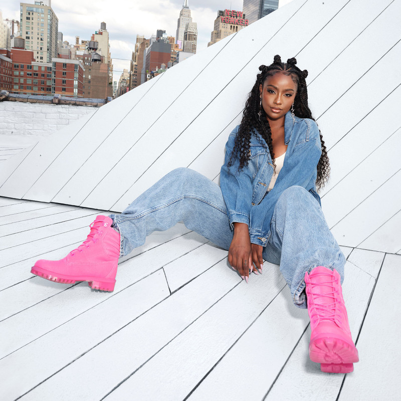 JIMMY CHOO X TIMBERLAND 8 INCH PUFFER BOOT Hot Pink Timberland Velvet Ankle Boots 7
