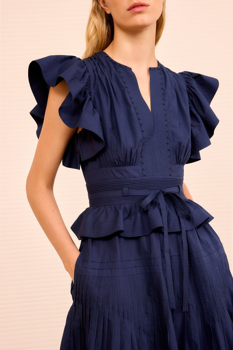 ULLA JOHNSON Florence Flutter Sleeve Midi Dress outlook