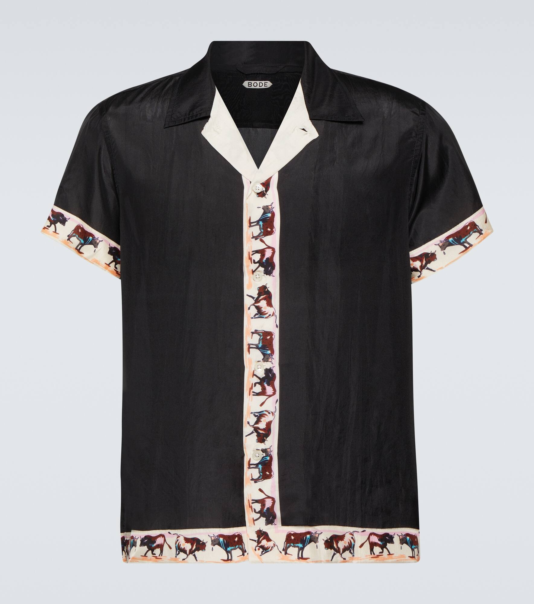 Taureau printed silk bowling shirt - 1