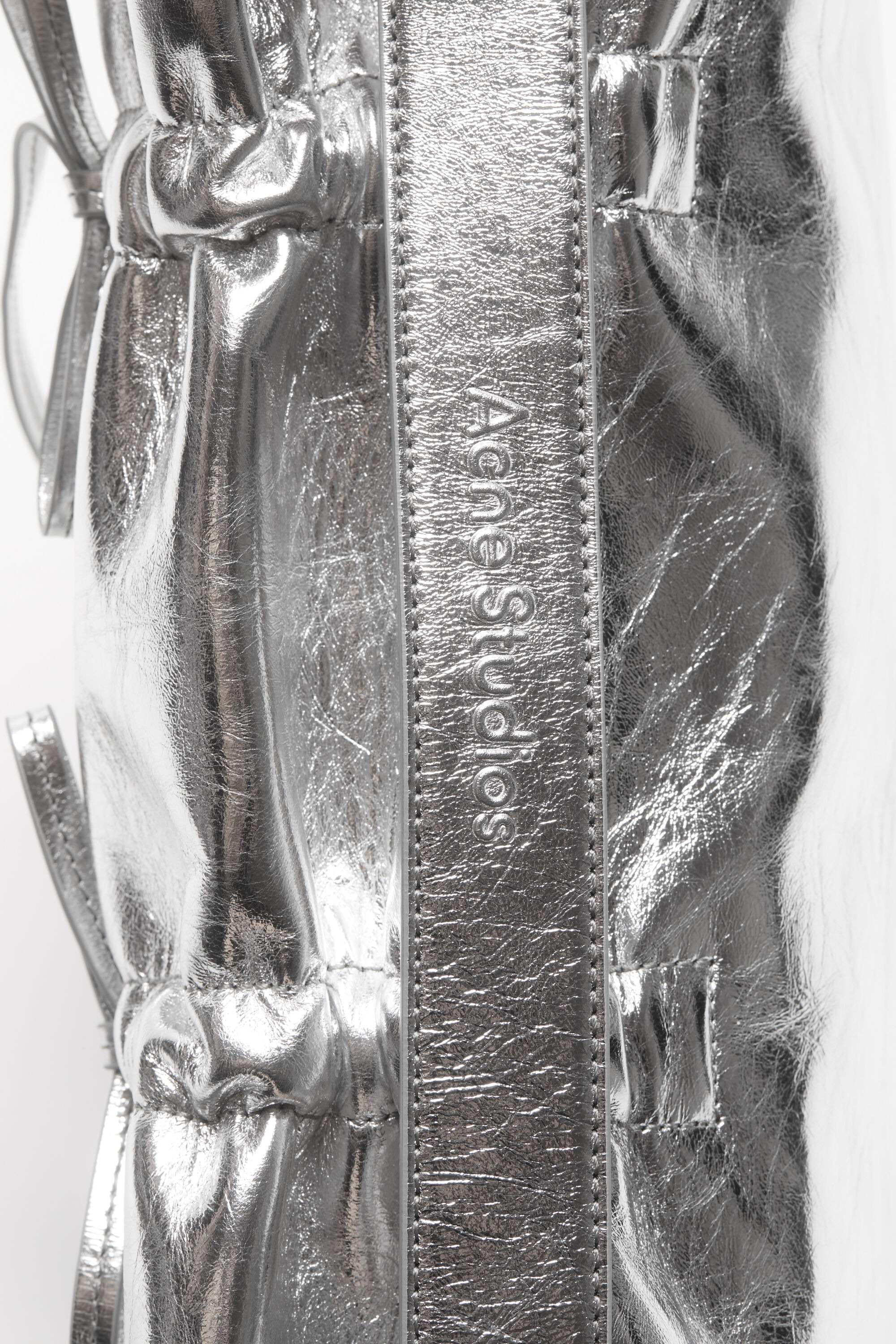 Multipocket metallic leather bag - Silver - 5