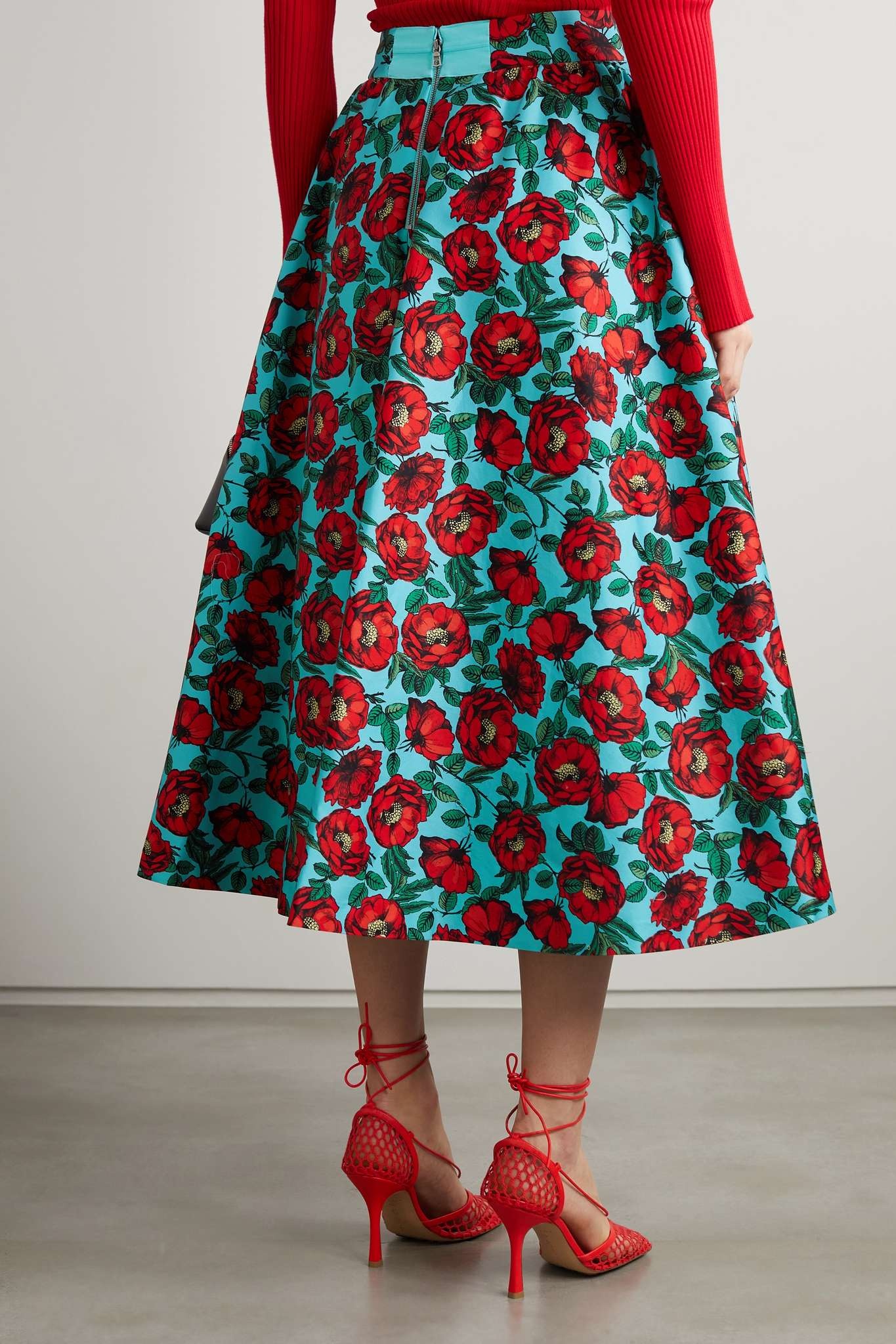 Earla floral-print cotton-blend midi skirt - 3