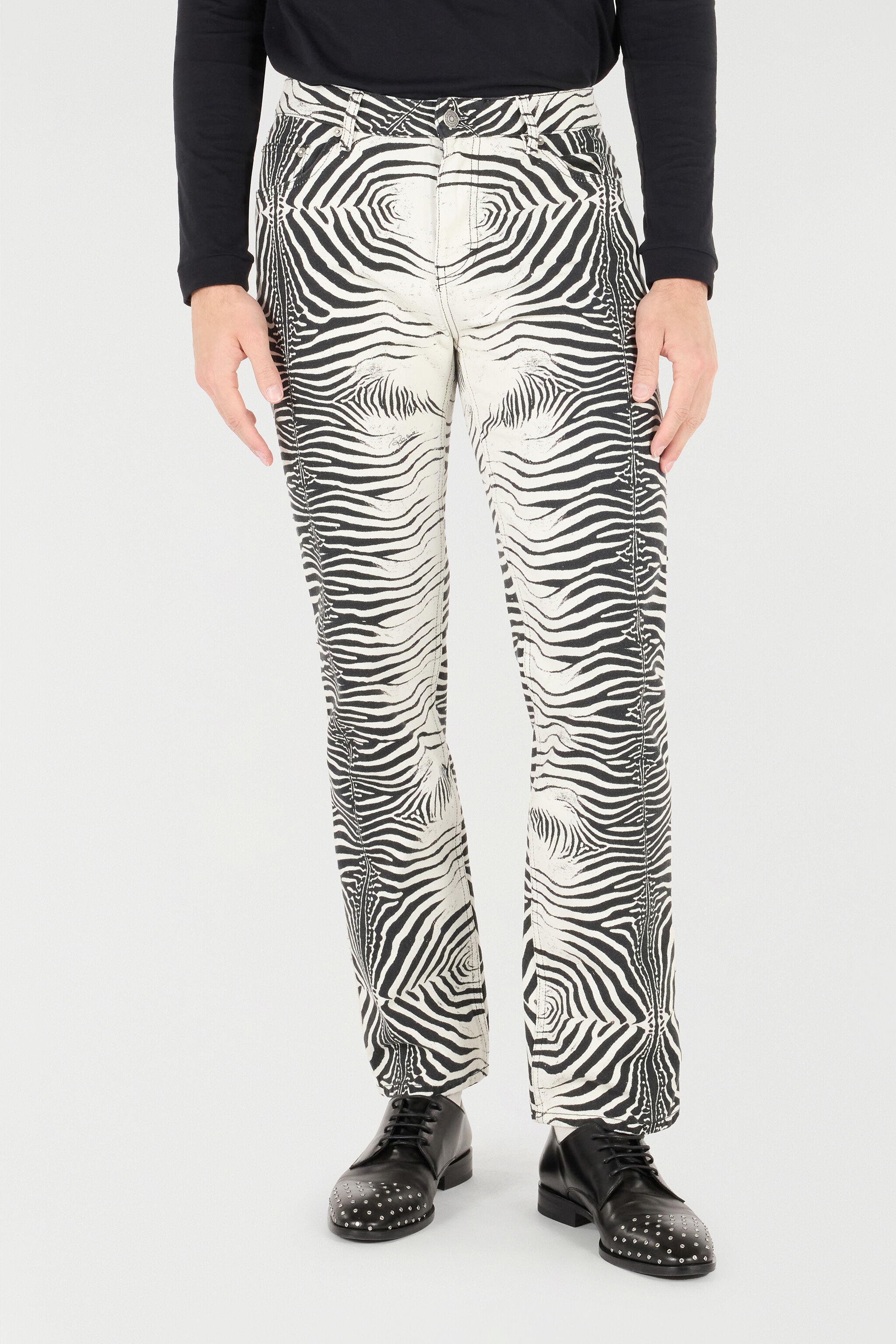 Pants With White Tigress Print - 3