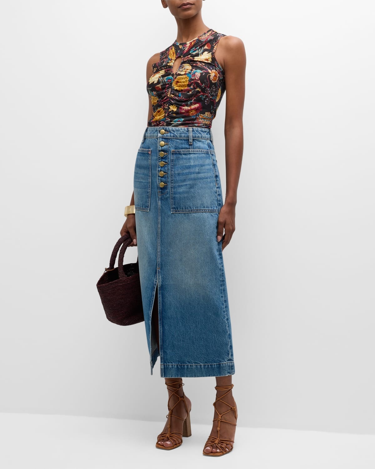 The Bea Vented Midi Denim Skirt - 3