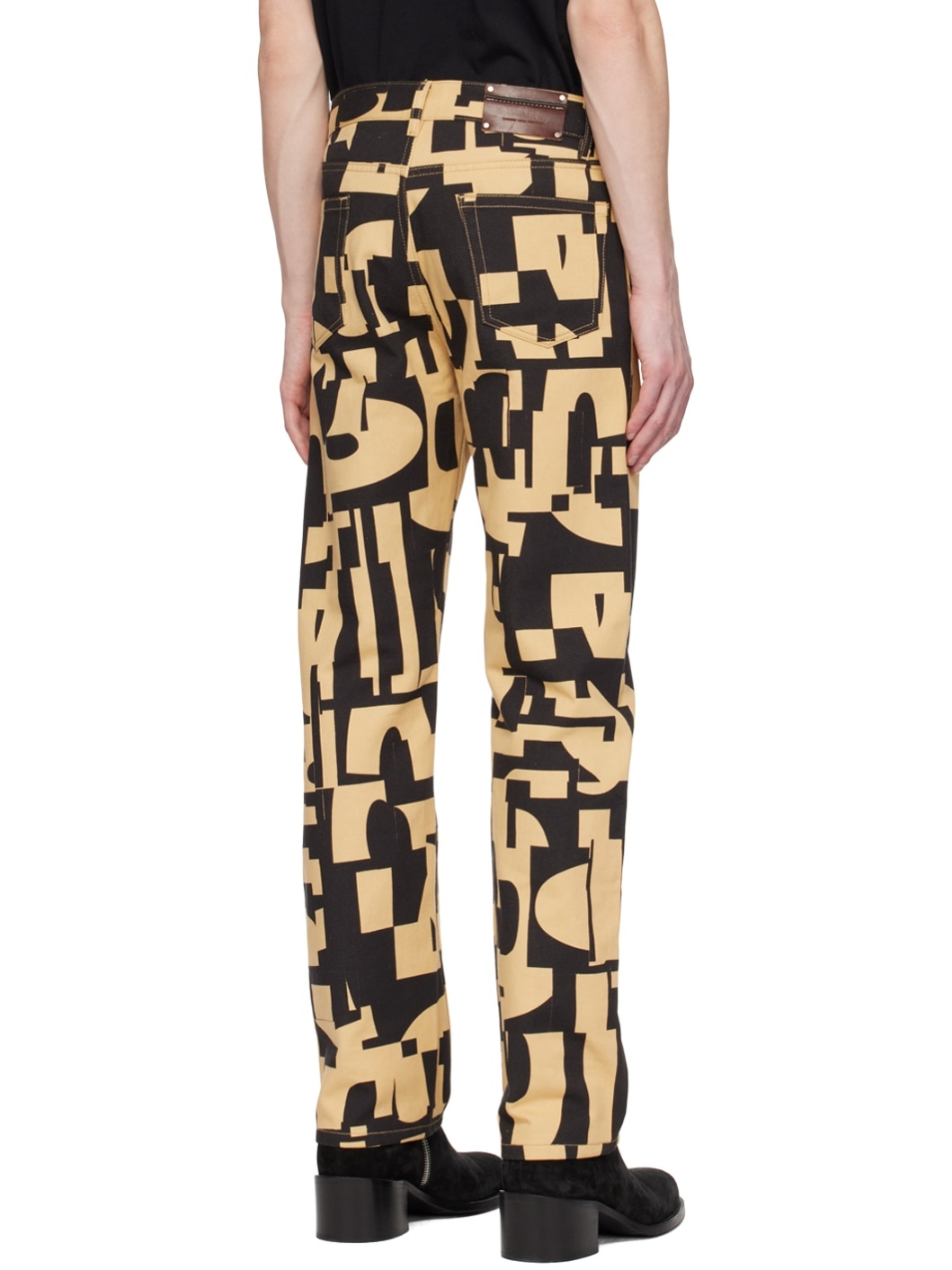 Black & Tan Print Jeans - 3