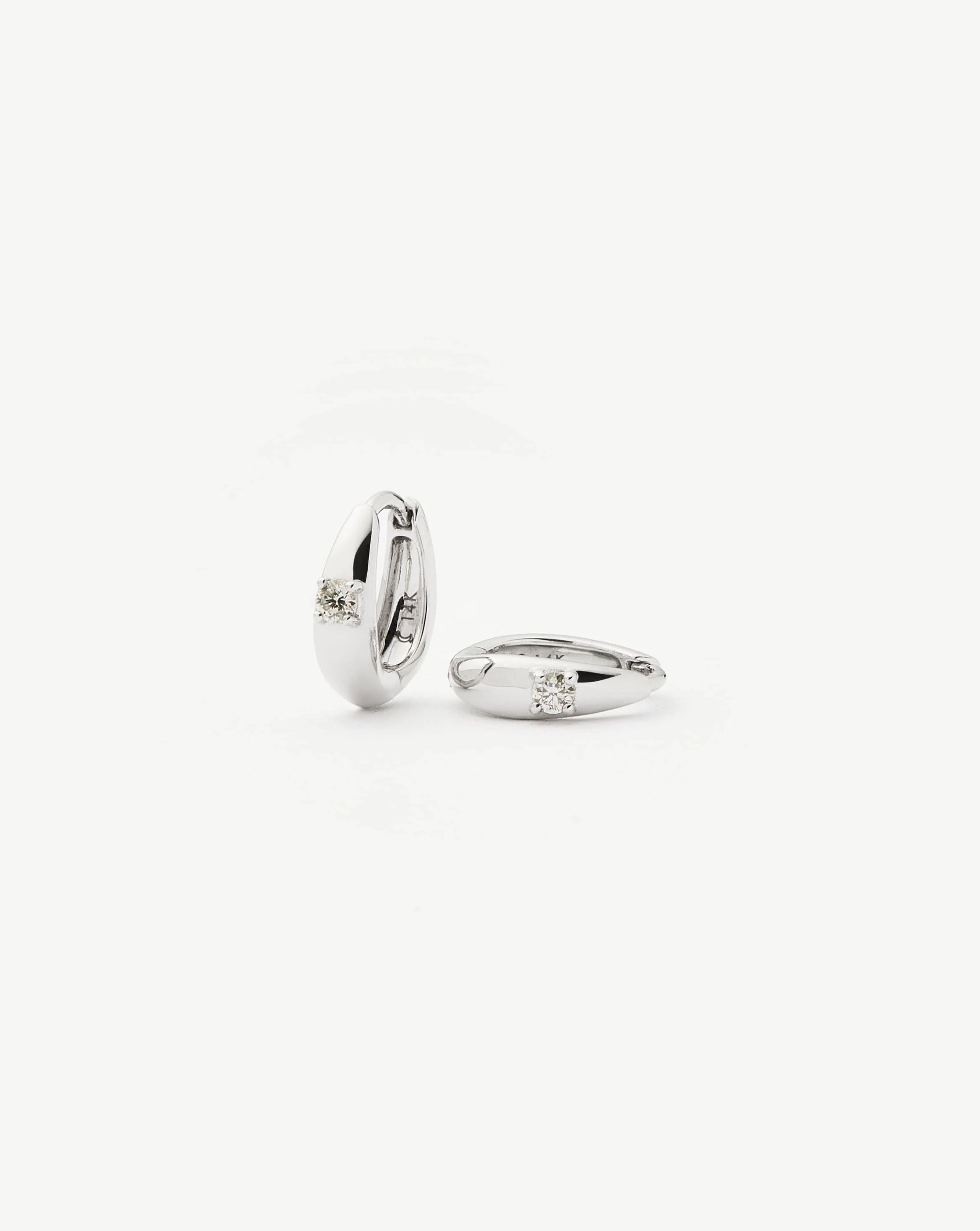 Solid Gold Single Diamond Dome Huggies - 1