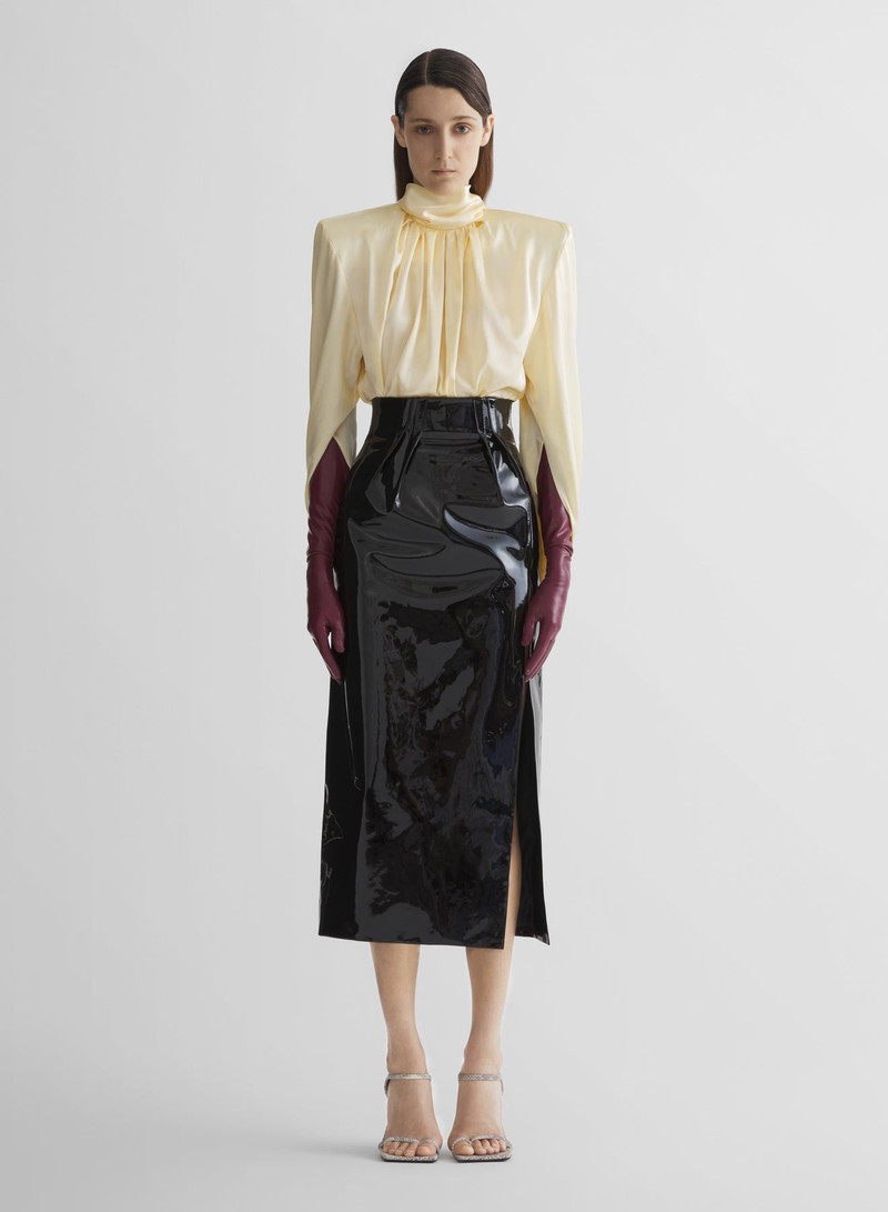 MUGLER butter yellow cascade tunic outlook