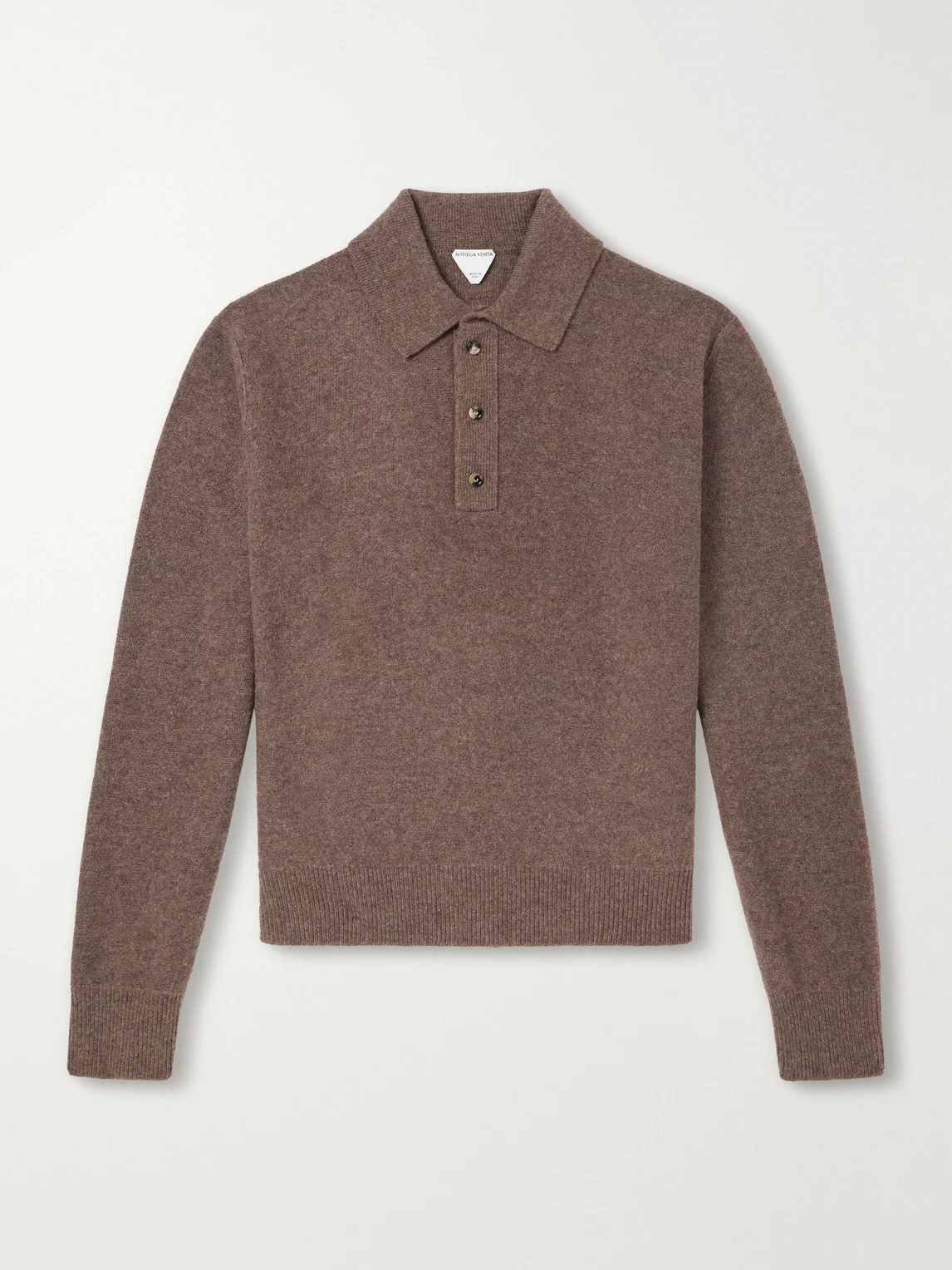 Brushed Wool and Cashmere-Blend Polo Sweater - 1