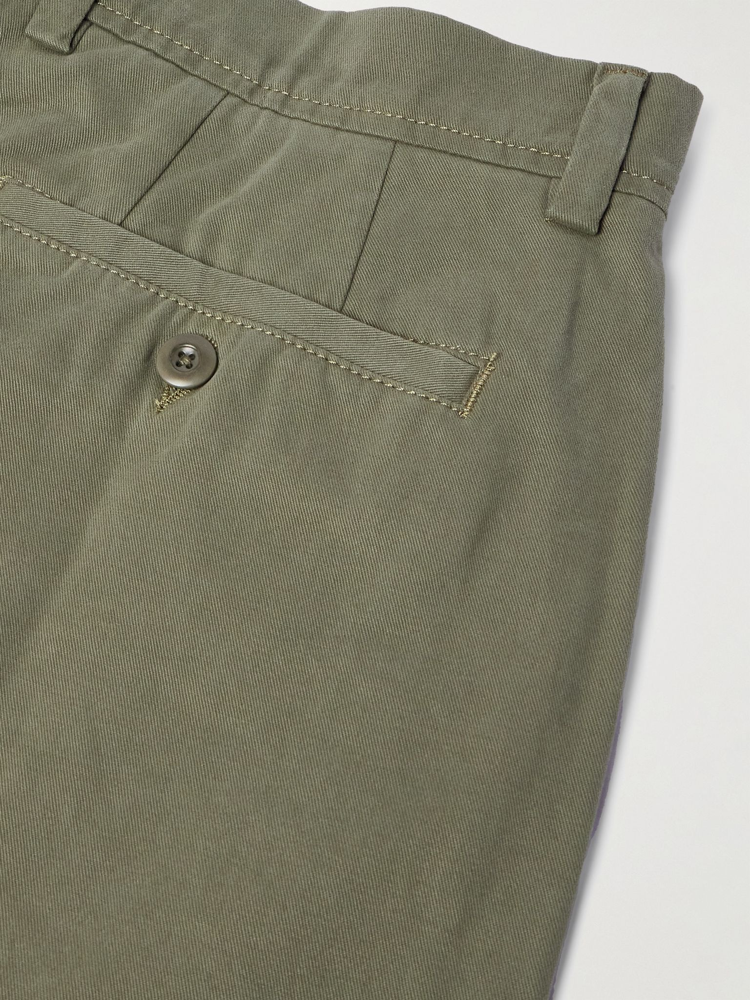 Straight-Leg Garment-Dyed Cotton-Twill Trousers Green - 5