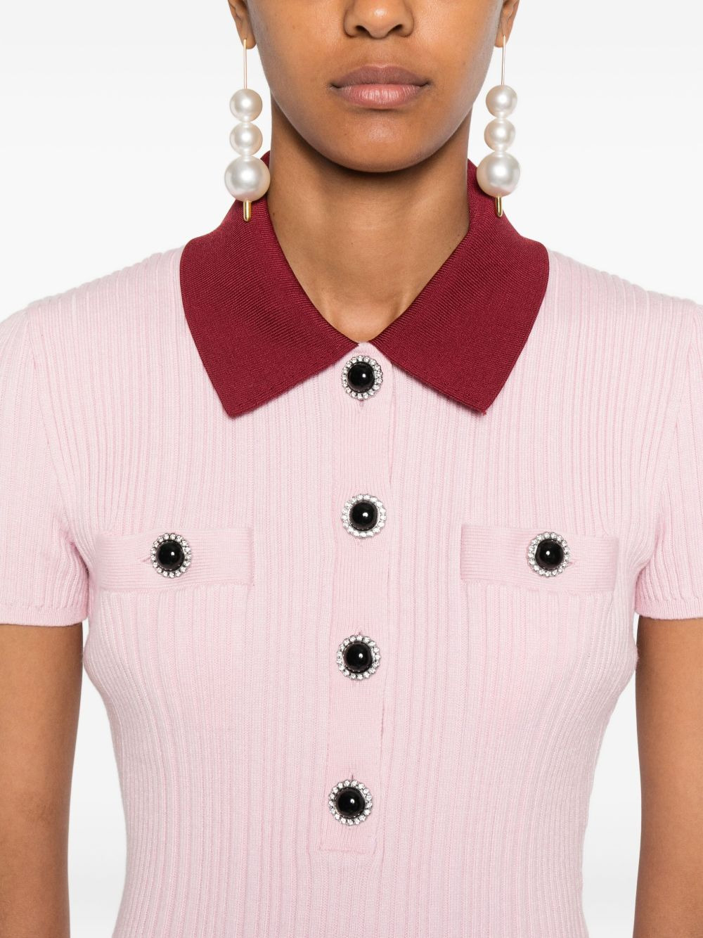 embellished ribbed mini dress - 5