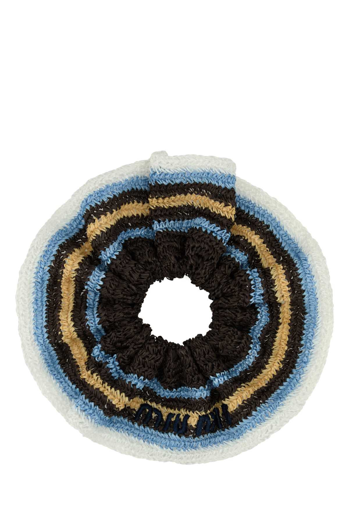 Miu Miu Women Embroidered Rafia Scrunchie - 1