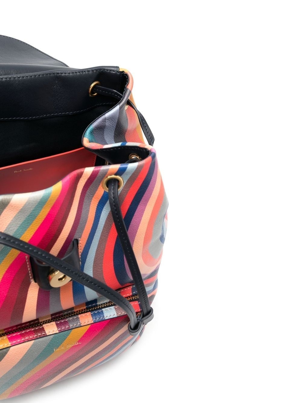 rainbow-stripe leather backpack - 5