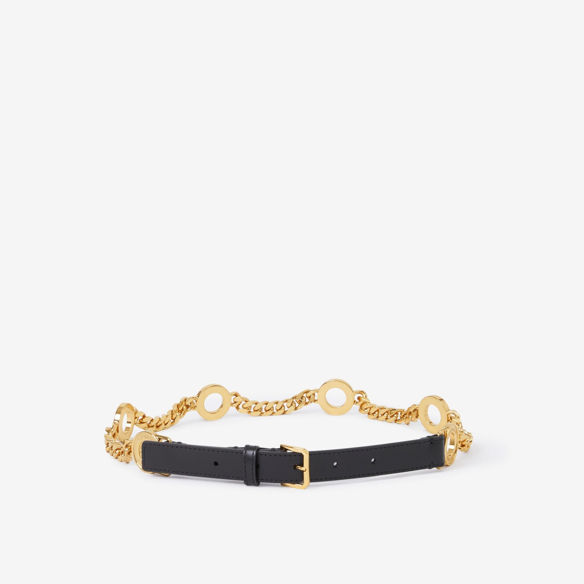 Leather and Gold-plated Chain Belt - 1