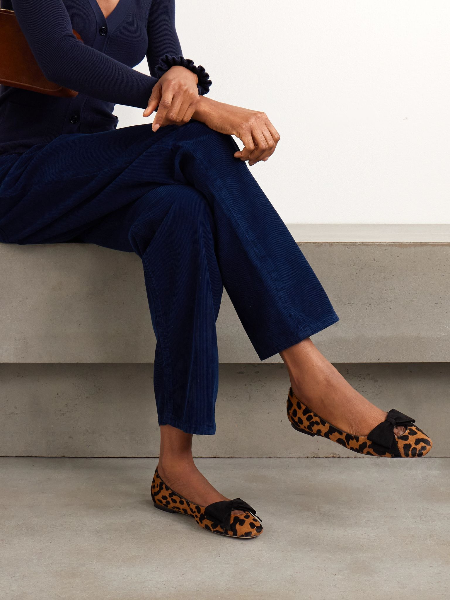 Bowow suede-trimmed leopard-print calf hair ballet flats Leopard print - 2